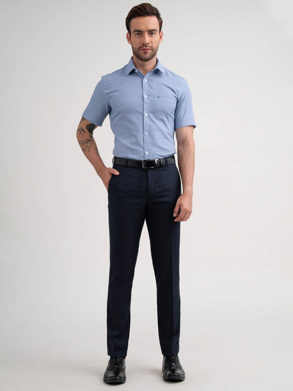 Emerald Corporate Houndstooth Slim Fit - Sky Blue