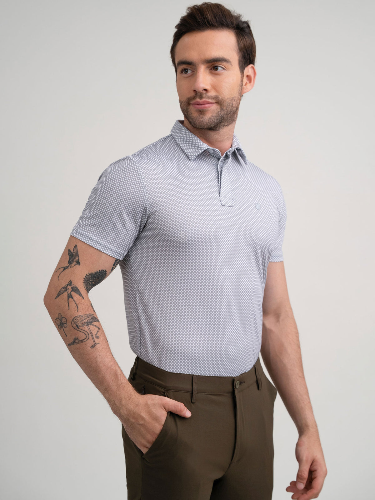 Emerald Polo Printed Slim Fit - Charcoal