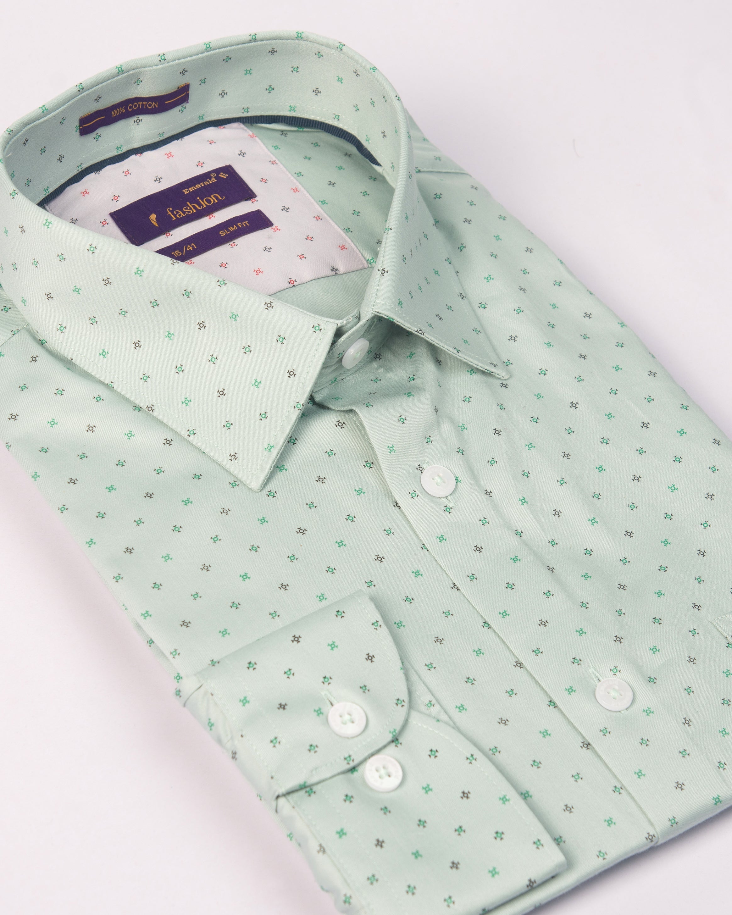 Emerald Fashion Printed Slim Fit-Malachite Green