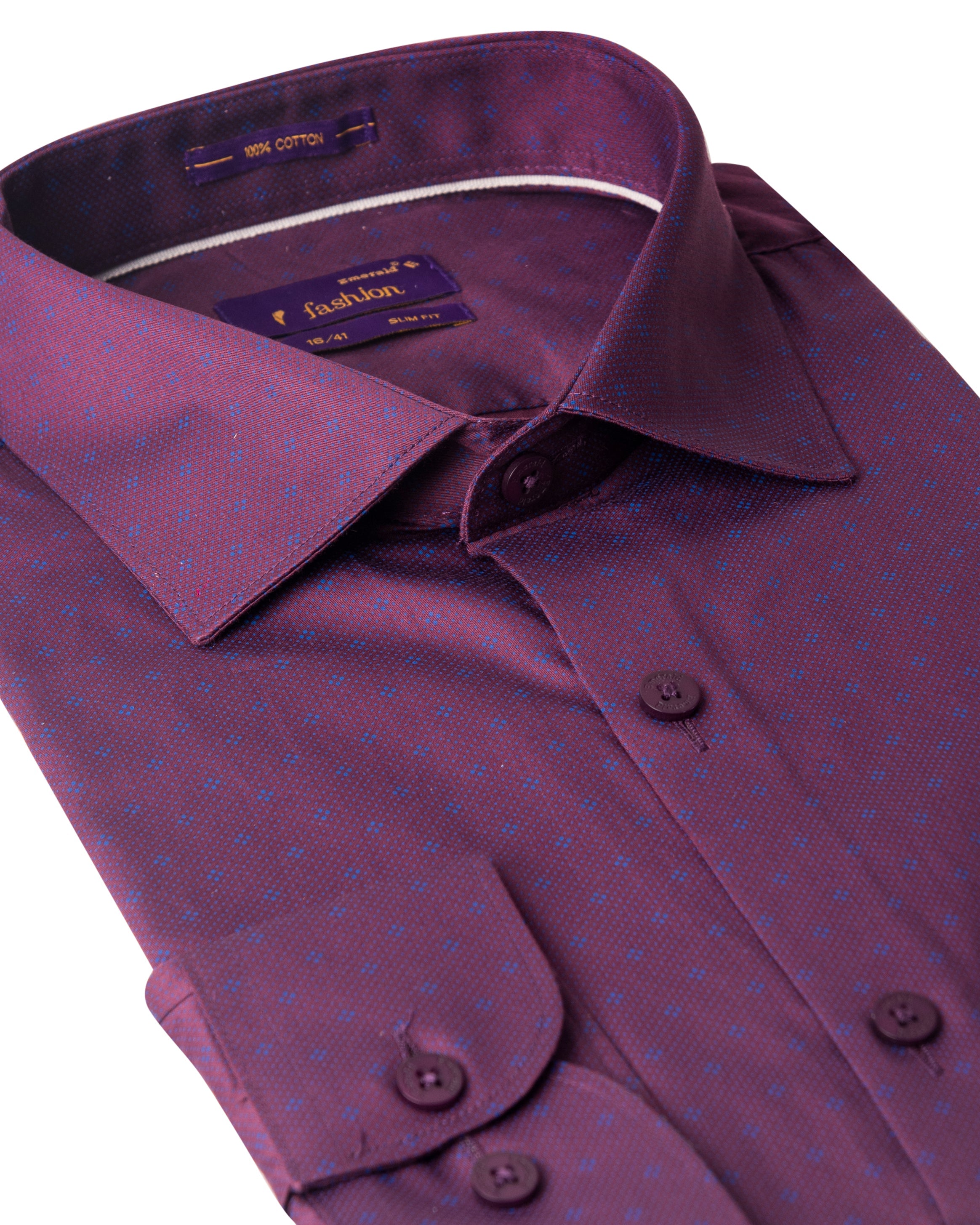 Emerald Fashion Printed Slim Fit-Plum Wine