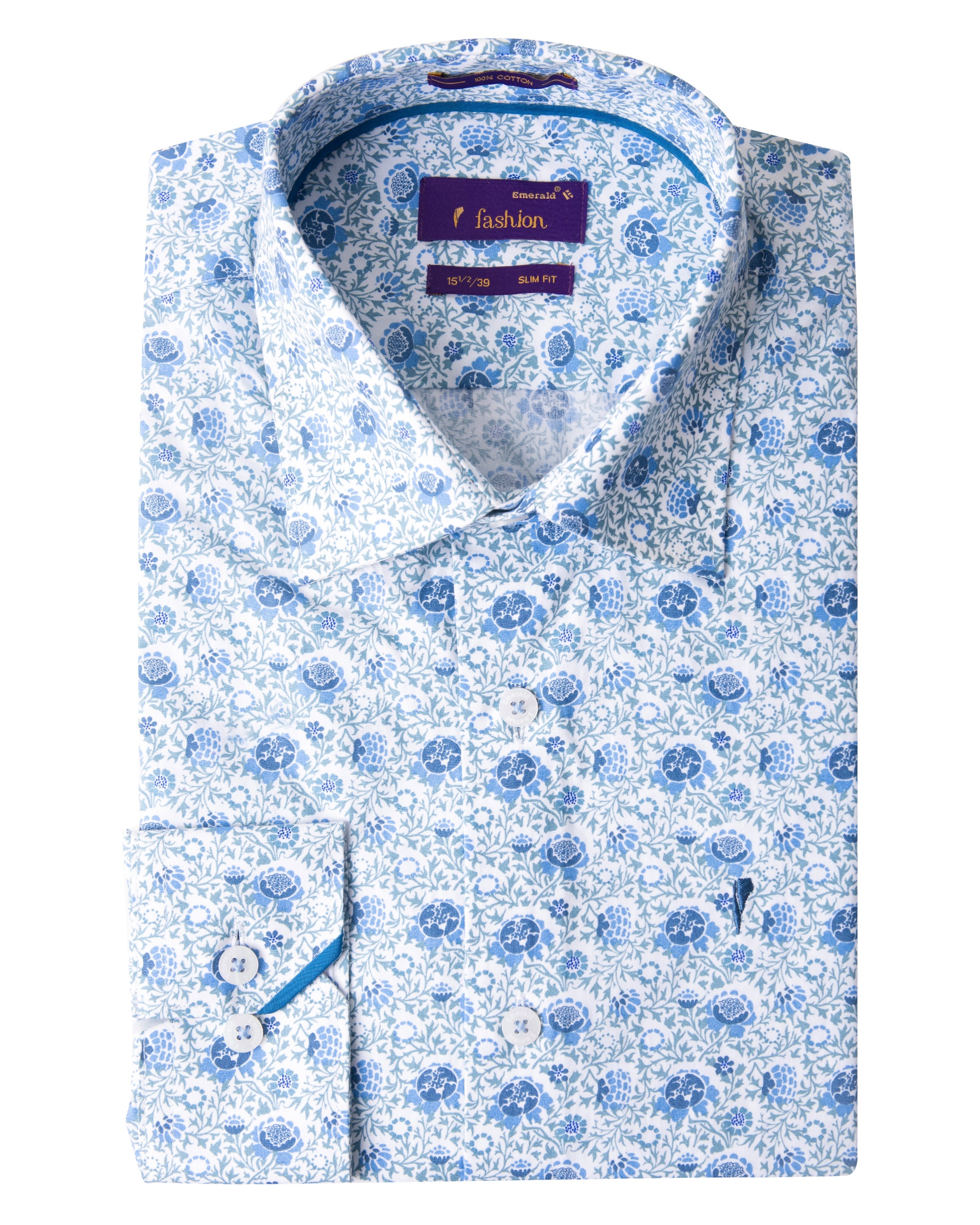 Emerald Fashion Printed Slim Fit-Estate Blue