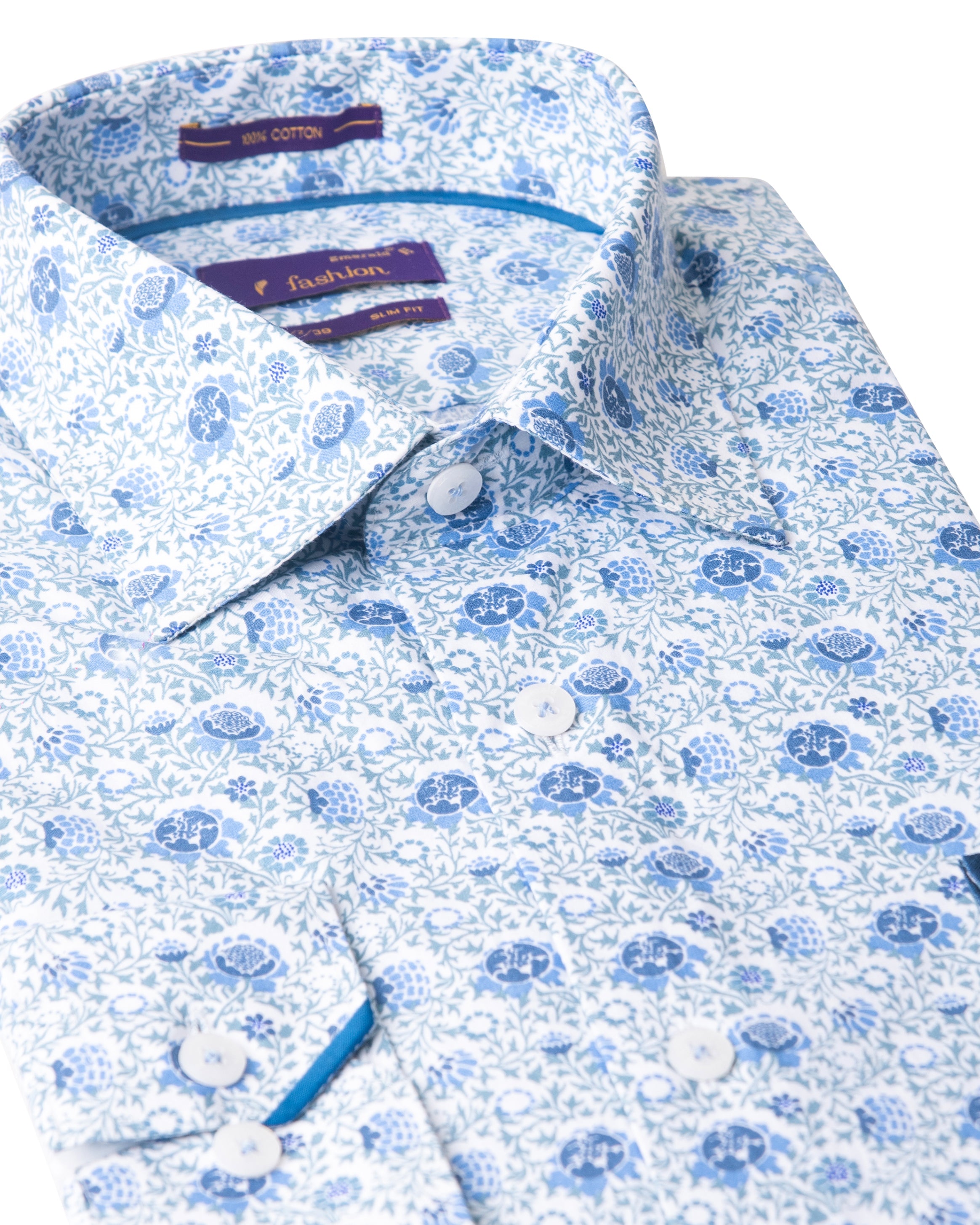 Emerald Fashion Printed Slim Fit-Estate Blue