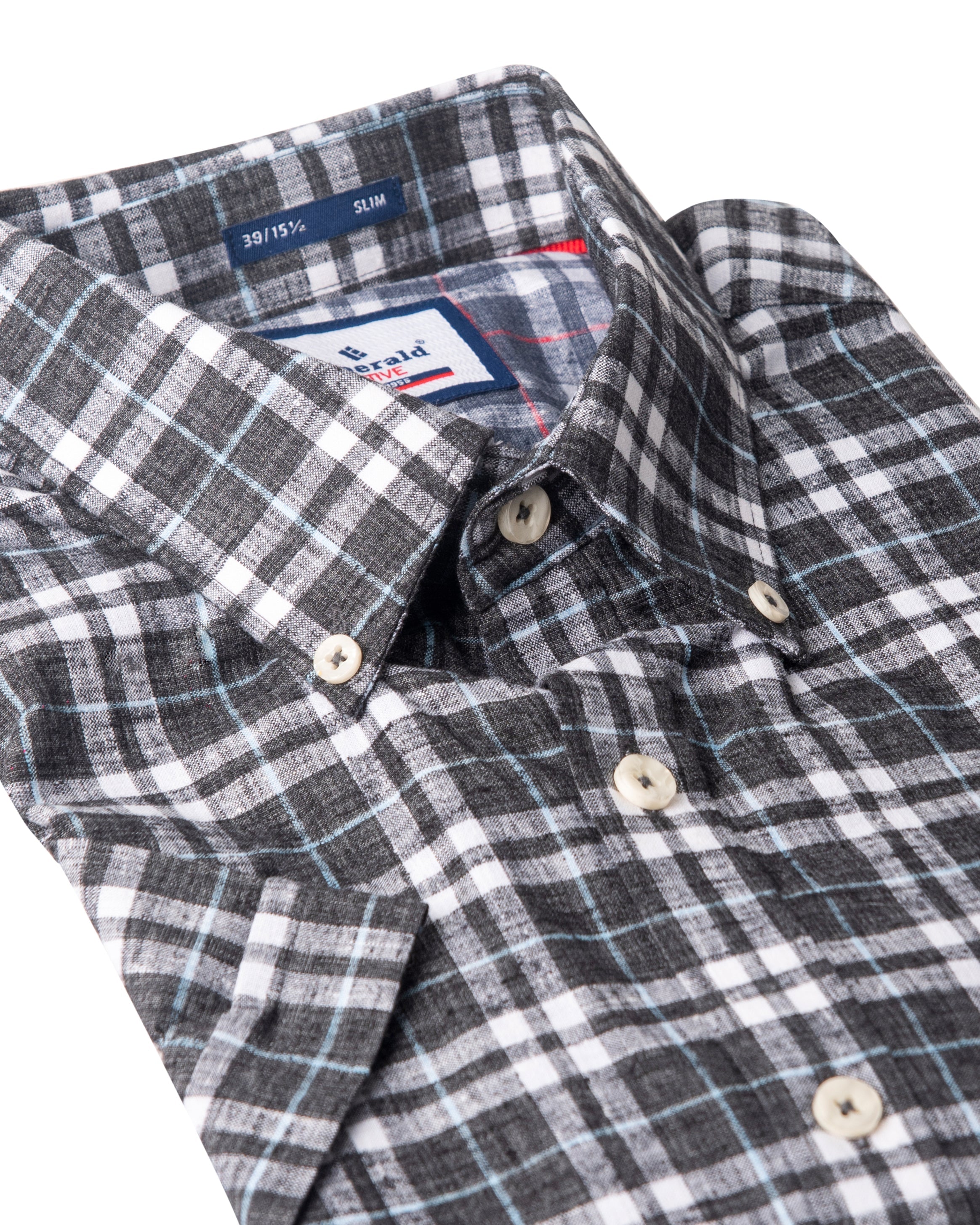 Emerald Active Checks Slim Fit-Licorice