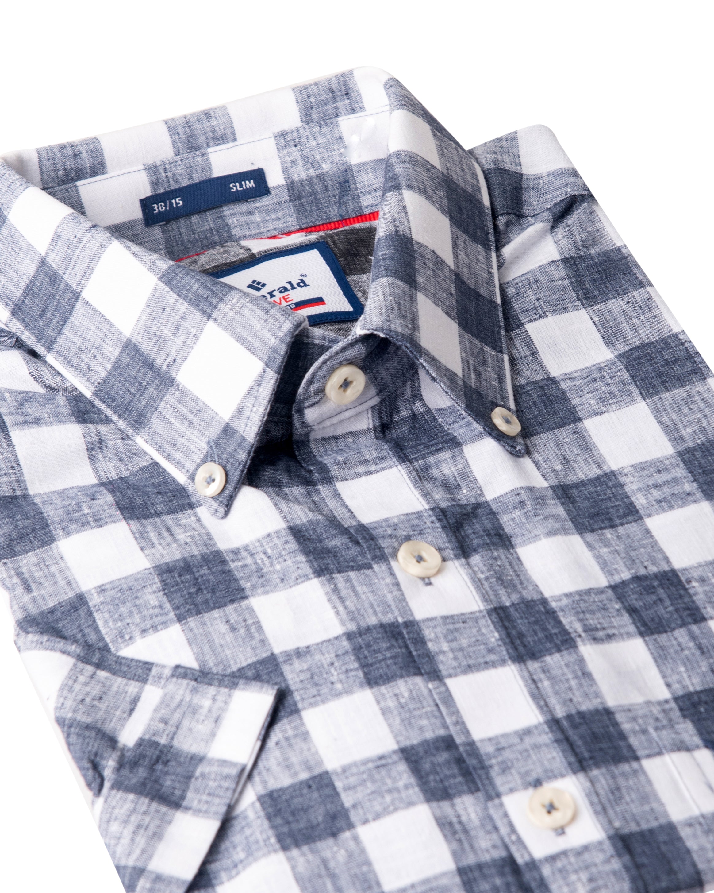 Emerald Active Checks Slim Fit-China Blue
