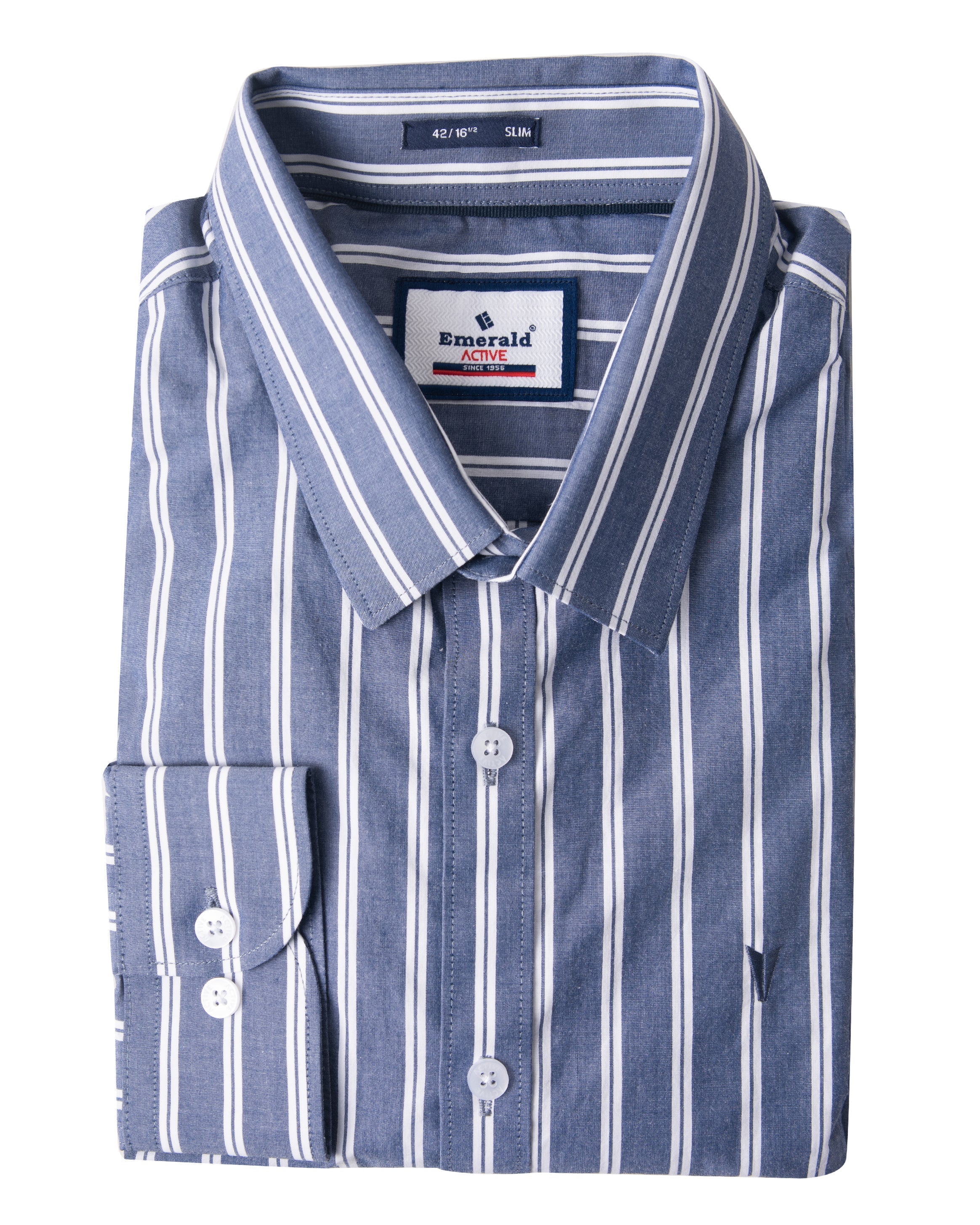 Emerald Active Stripe Slim Fit-Patriat Blue