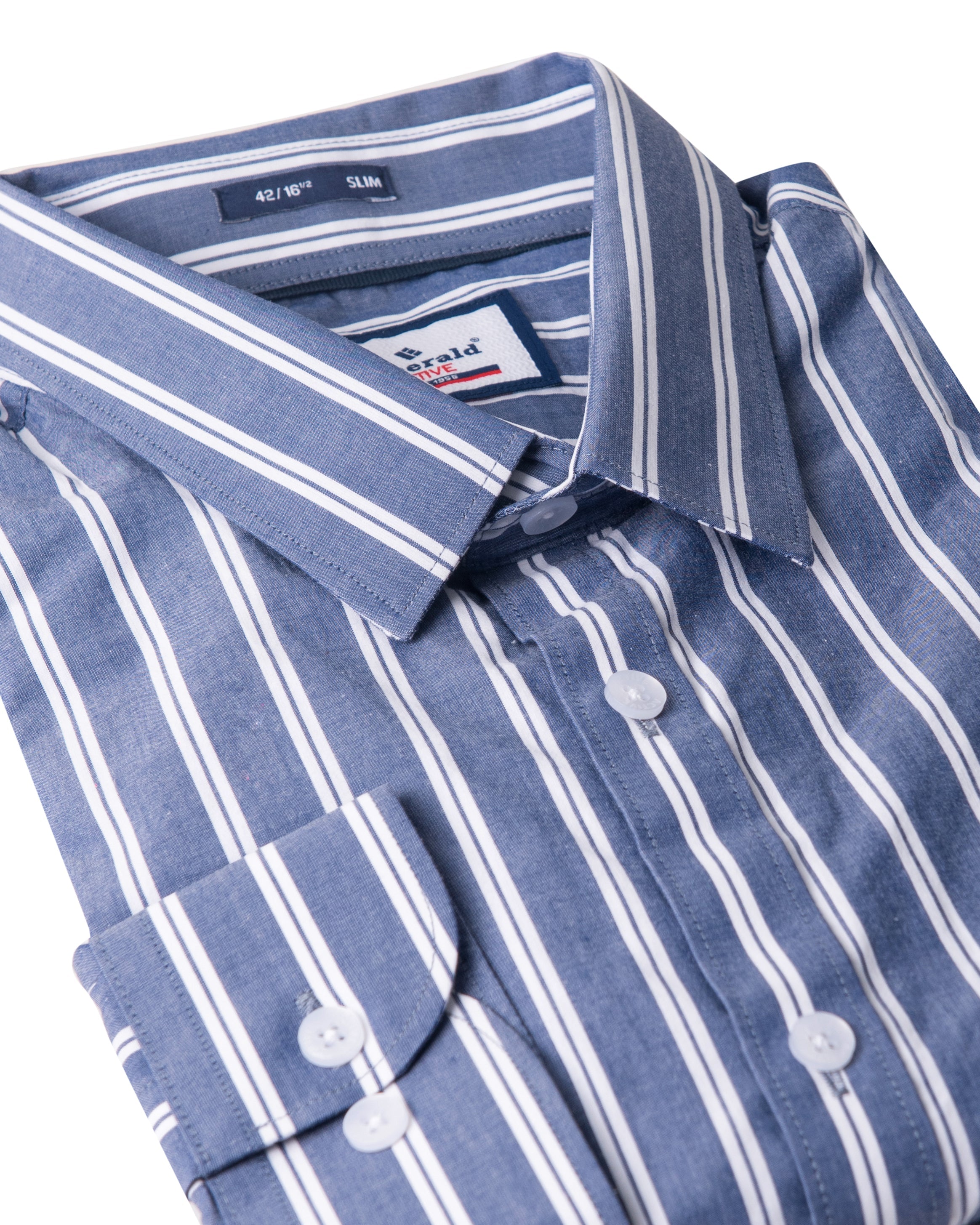 Emerald Active Stripe Slim Fit-Patriat Blue
