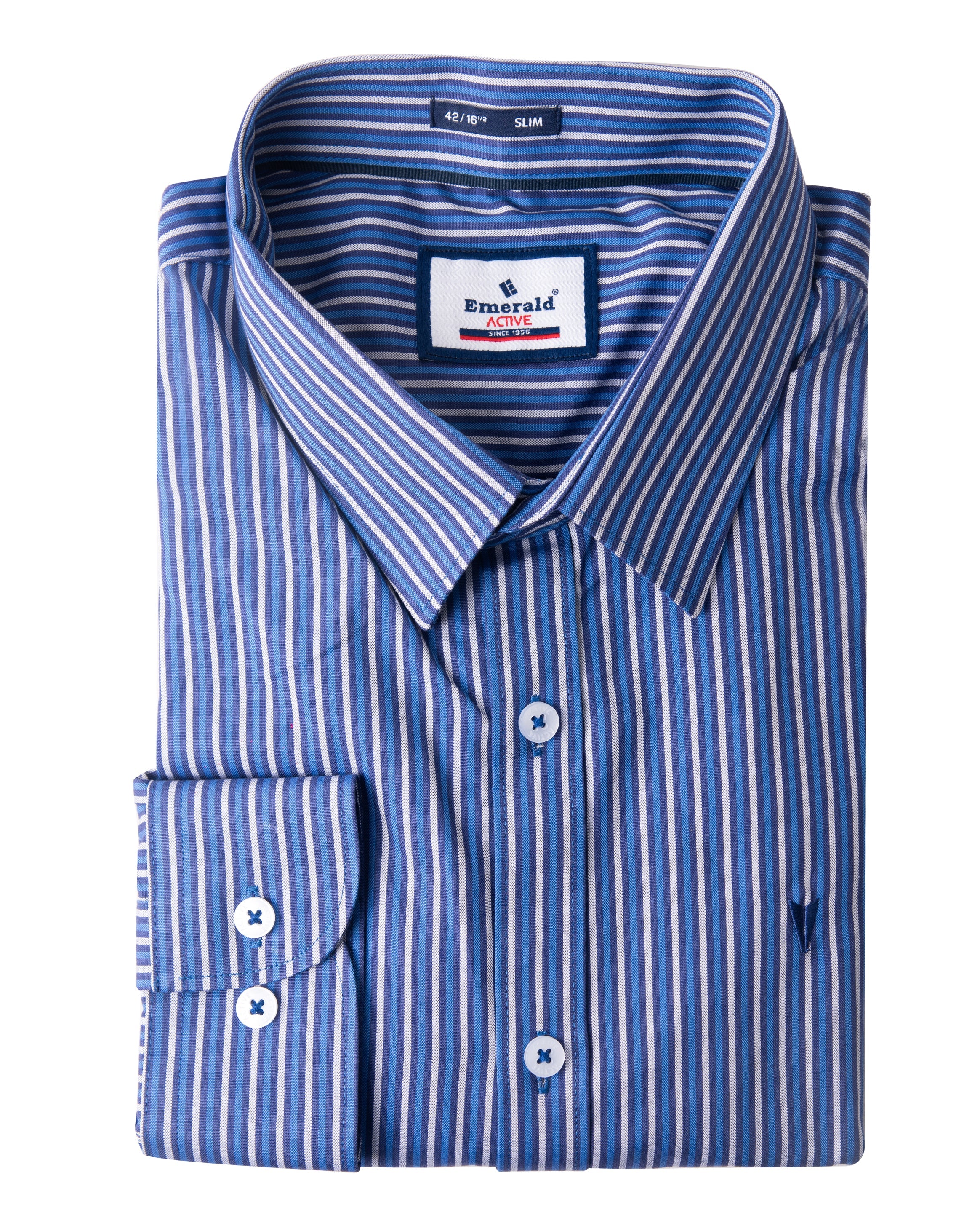 Emerald Active Stripe Slim Fit-Dazzling Blue