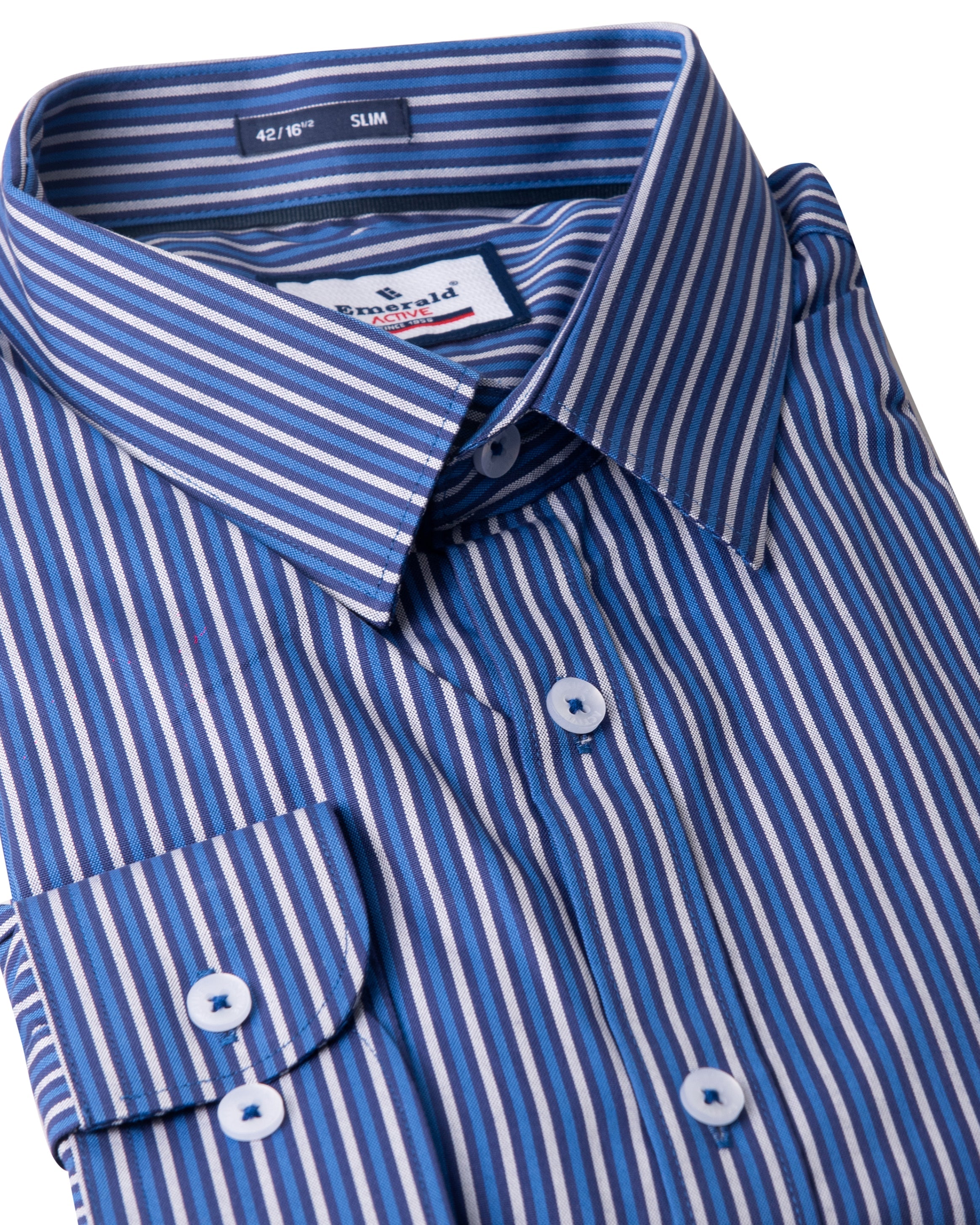 Emerald Active Stripe Slim Fit-Dazzling Blue