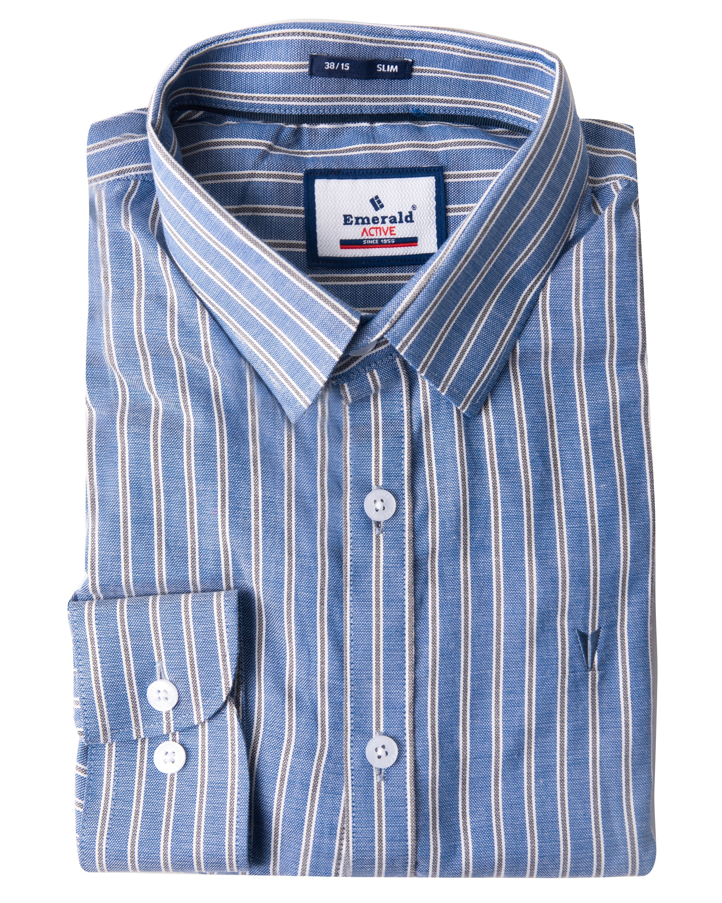 Emerald Active Stripe Slim Fit-Victoria Blue