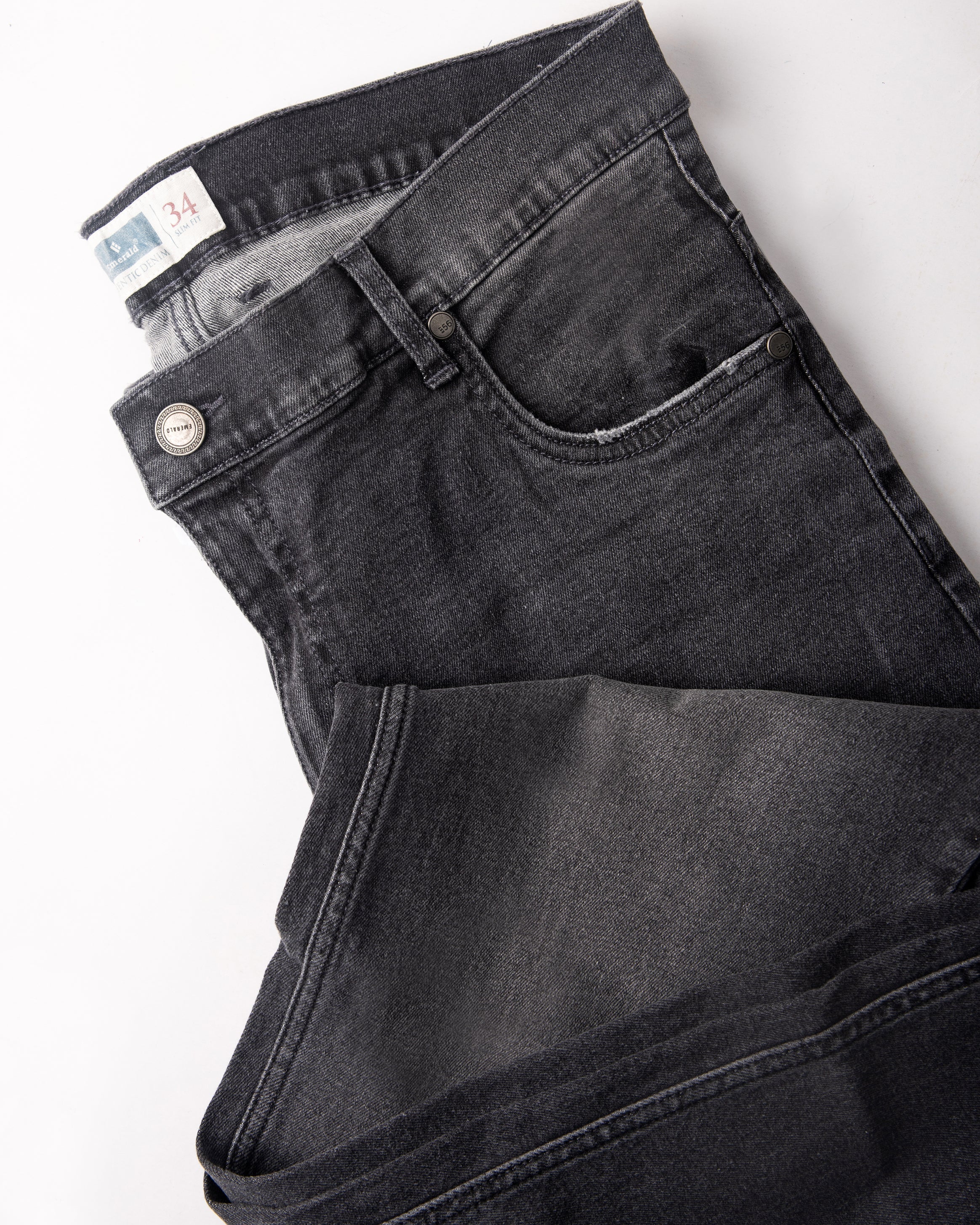 Emerald Denim Mid Wash Slim Fit-Black Inck