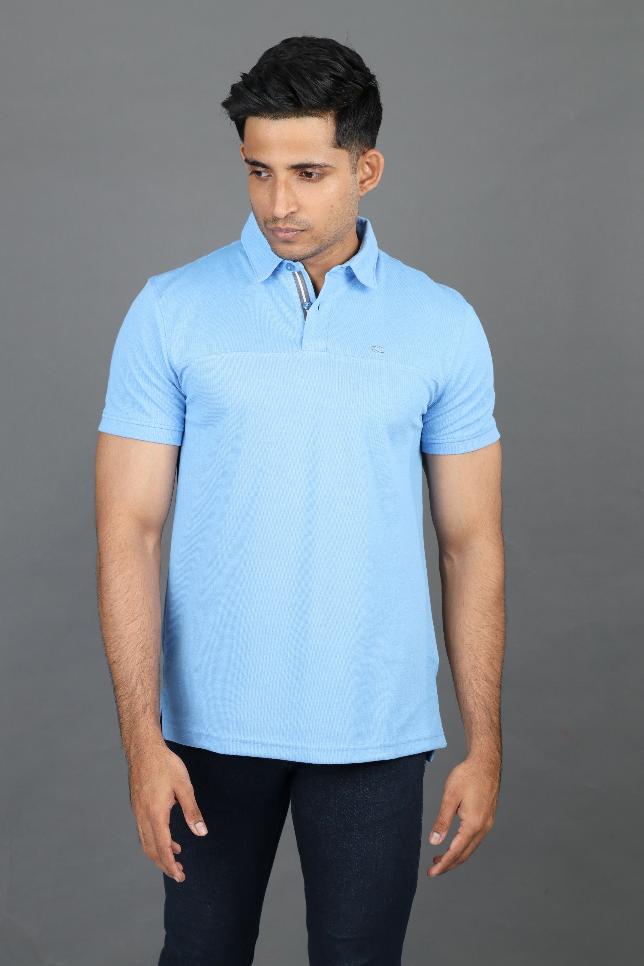 Polo Pique Solid Slim Fit-Vista Blue