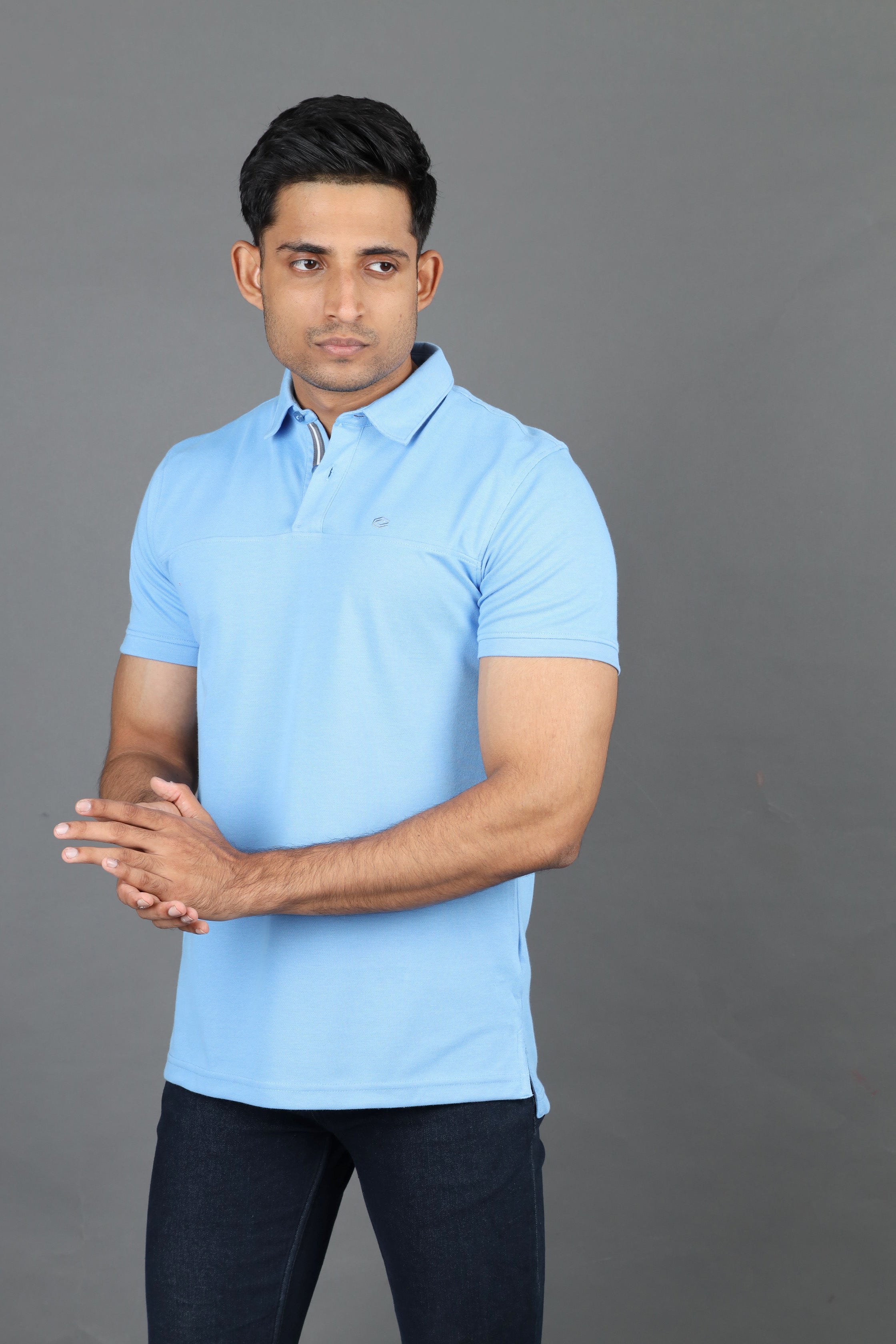 Polo Pique Solid Slim Fit-Vista Blue