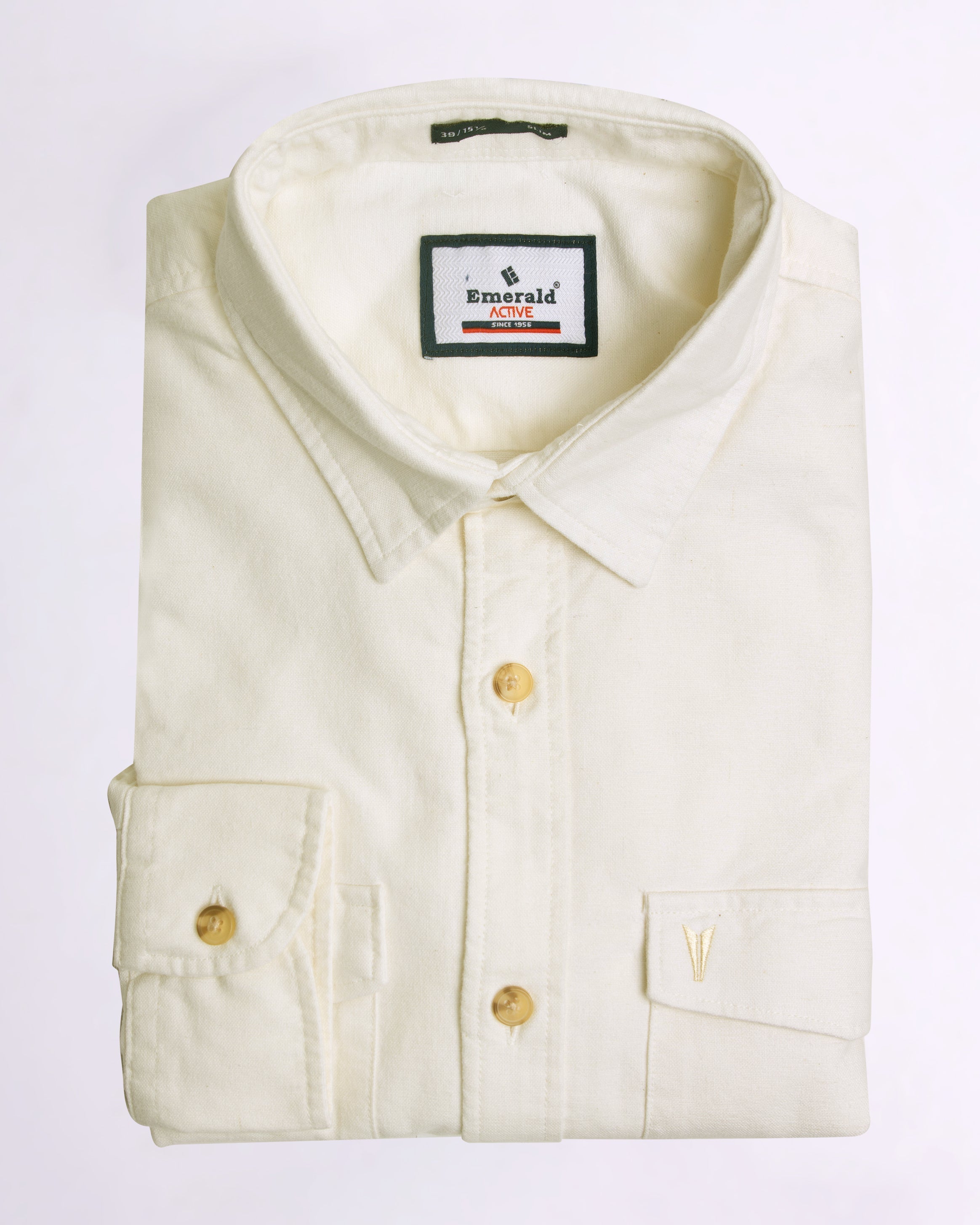 Emerald Active Oxford Slim Fit-Cream Gold