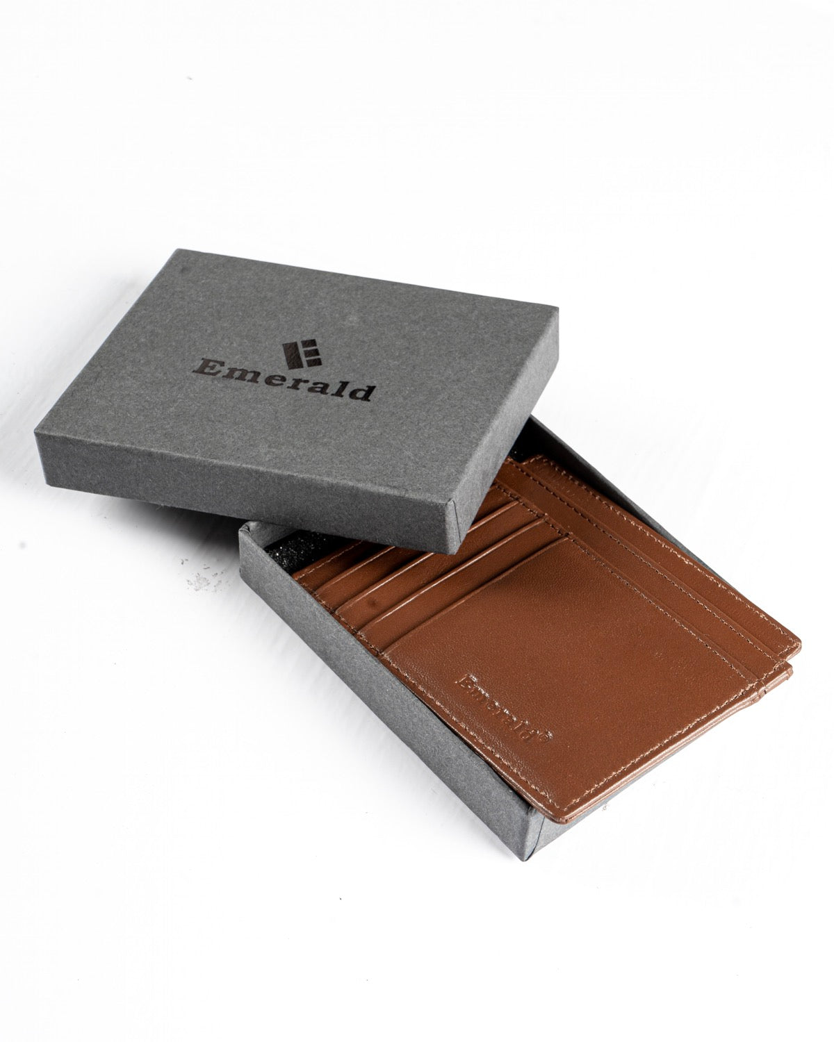 Emerald Card Holder  Genuine Leather - Tan