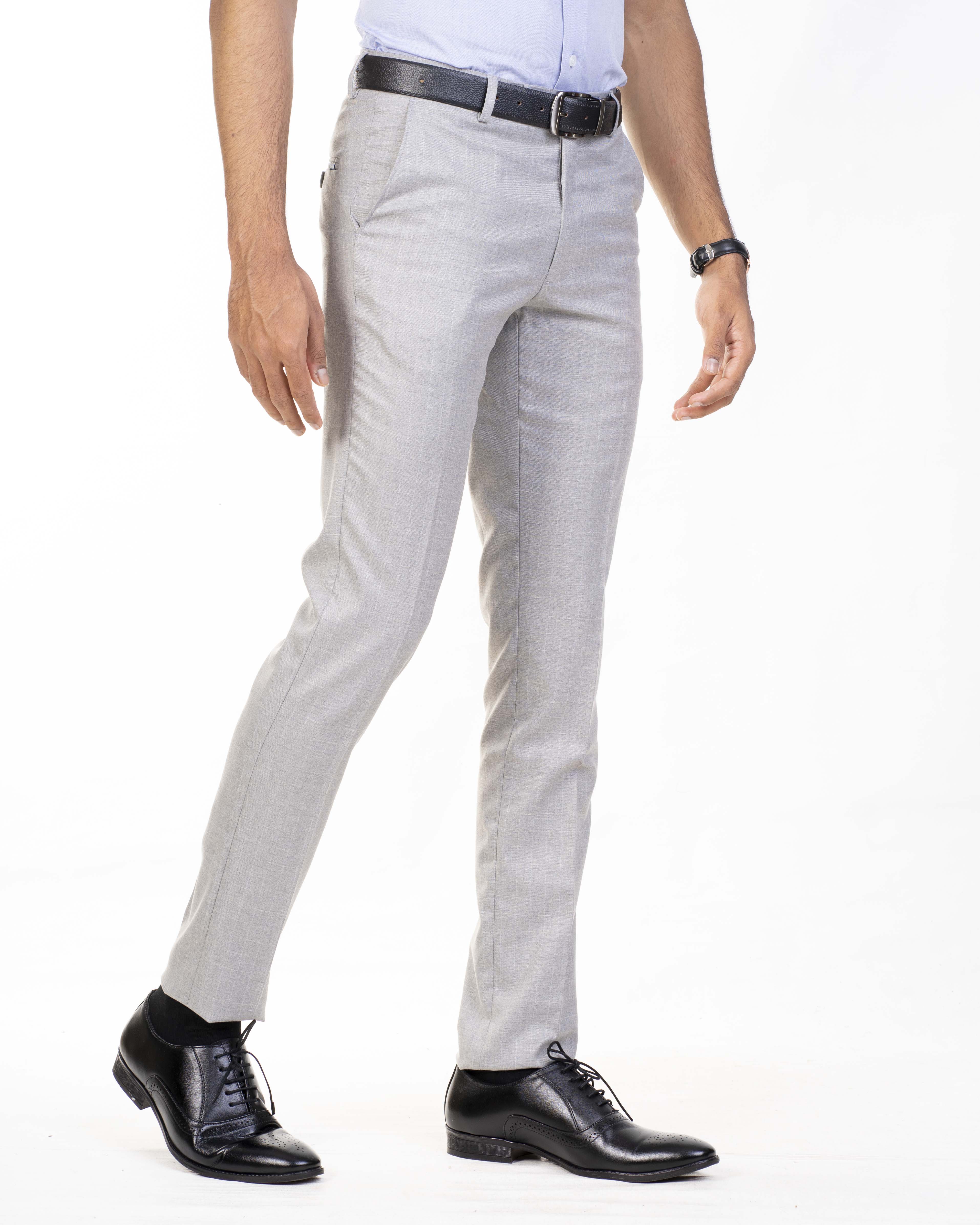 Emerald Trouser Checks Class One Ultra Slim Fit-Grey