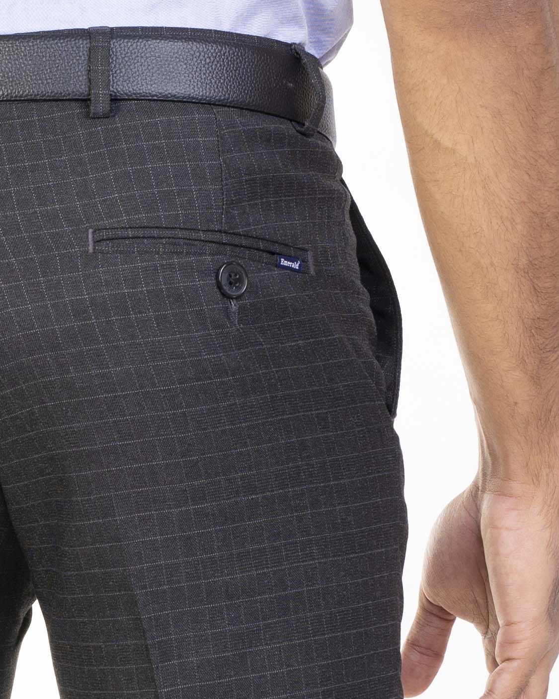 Emerald Trouser Checks Class One Ultra Slim Fit-Charcoal