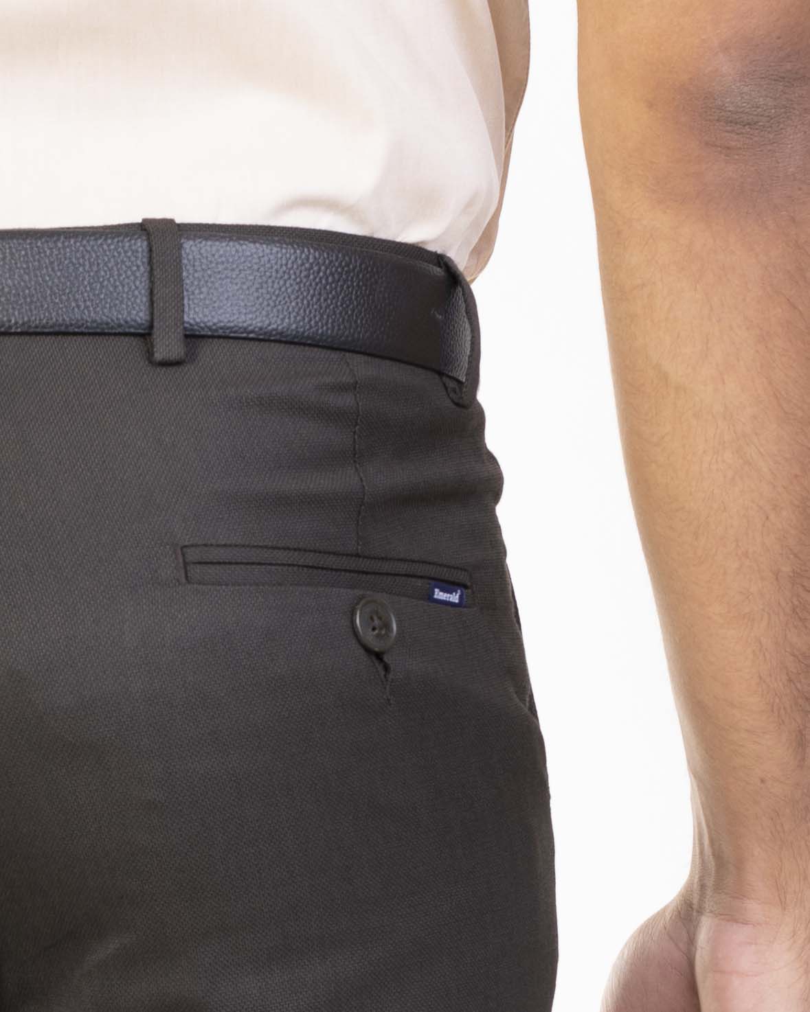 Emerald Trouser Dobby Class One Ultra Slim Fit-Brown