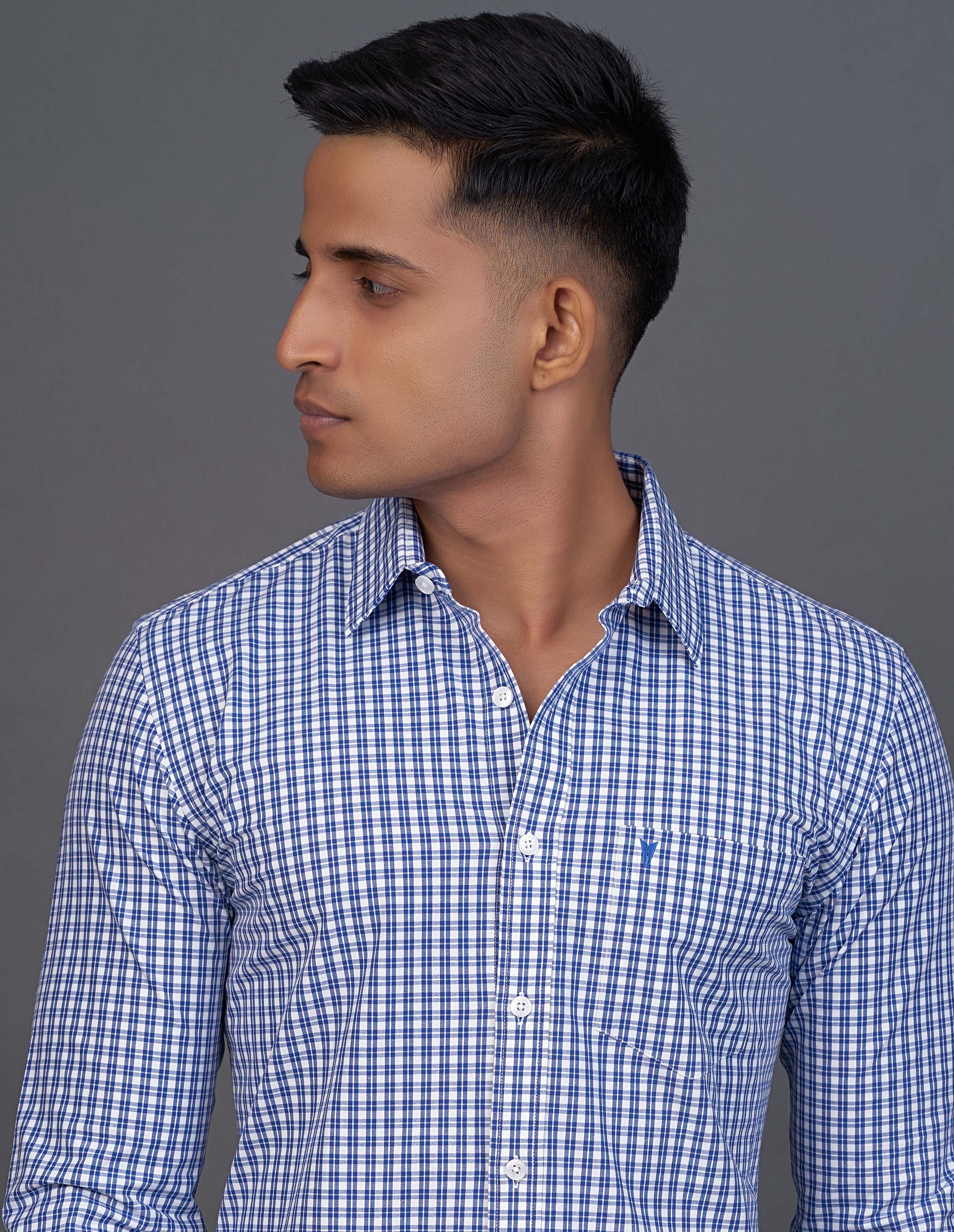 Emerald Active Checks Slim Fit-TRUE Blue