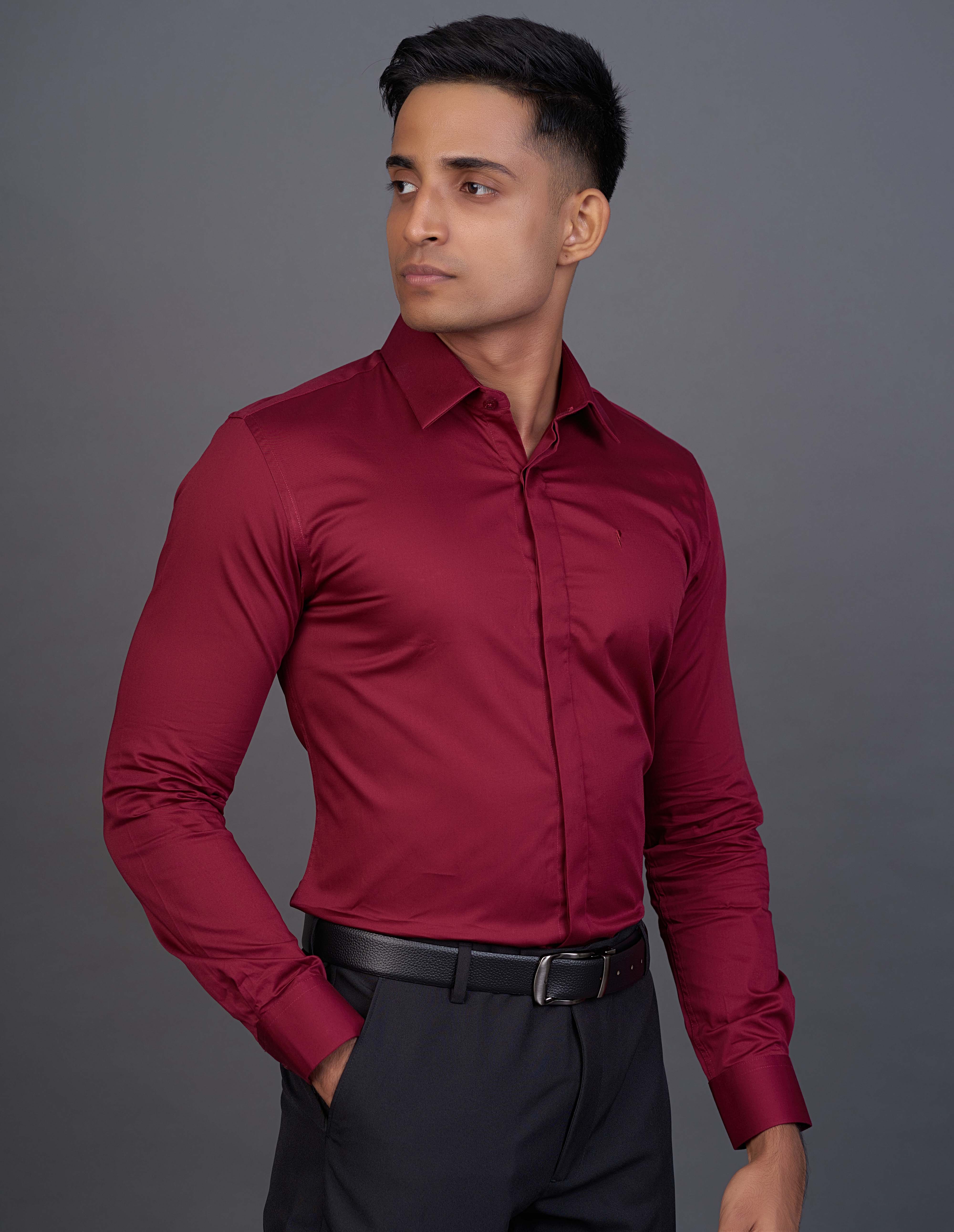 Emerald Fashion Plain Slim Fit-Brick