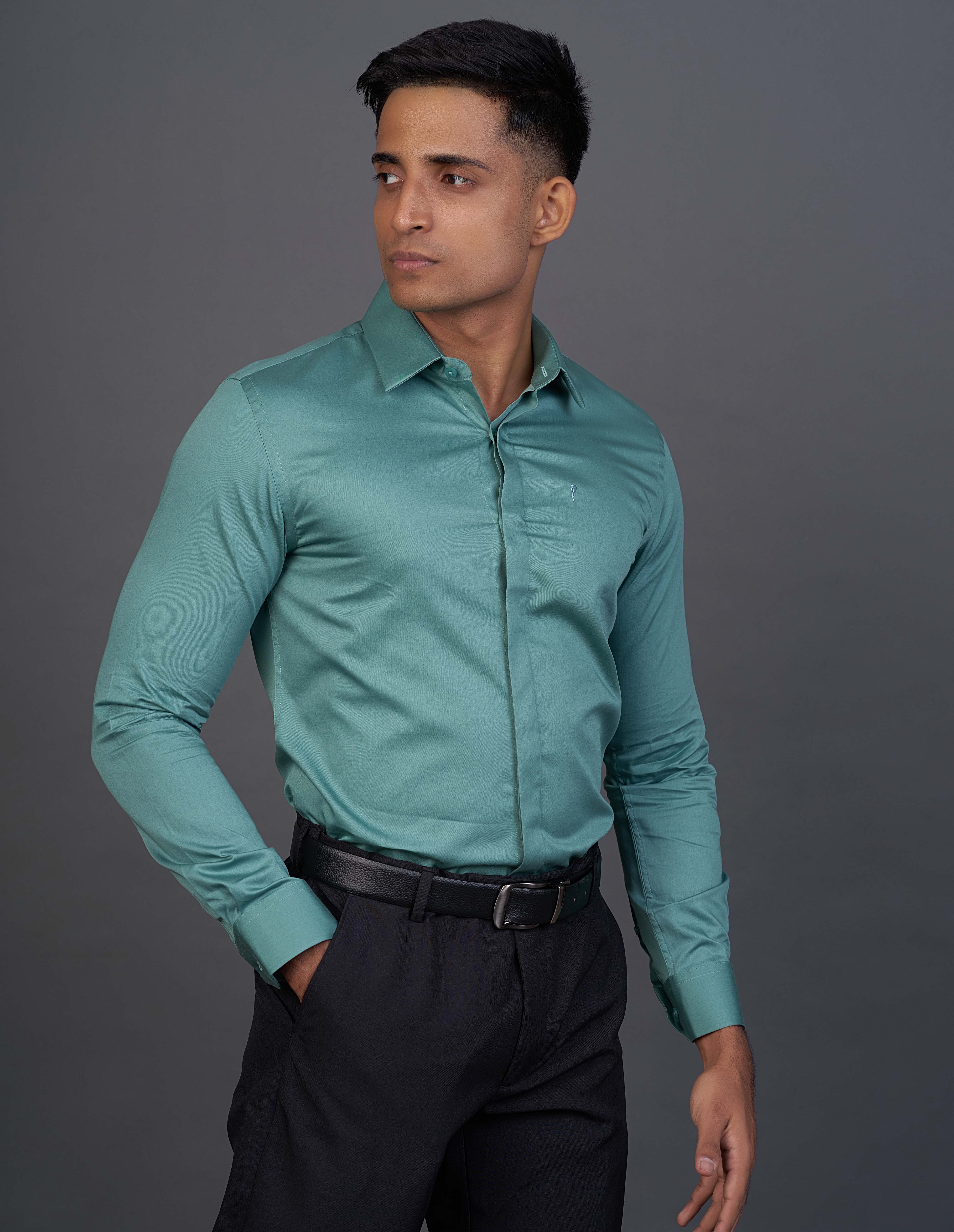 Emerald Fashion Plain Slim Fit-Teal