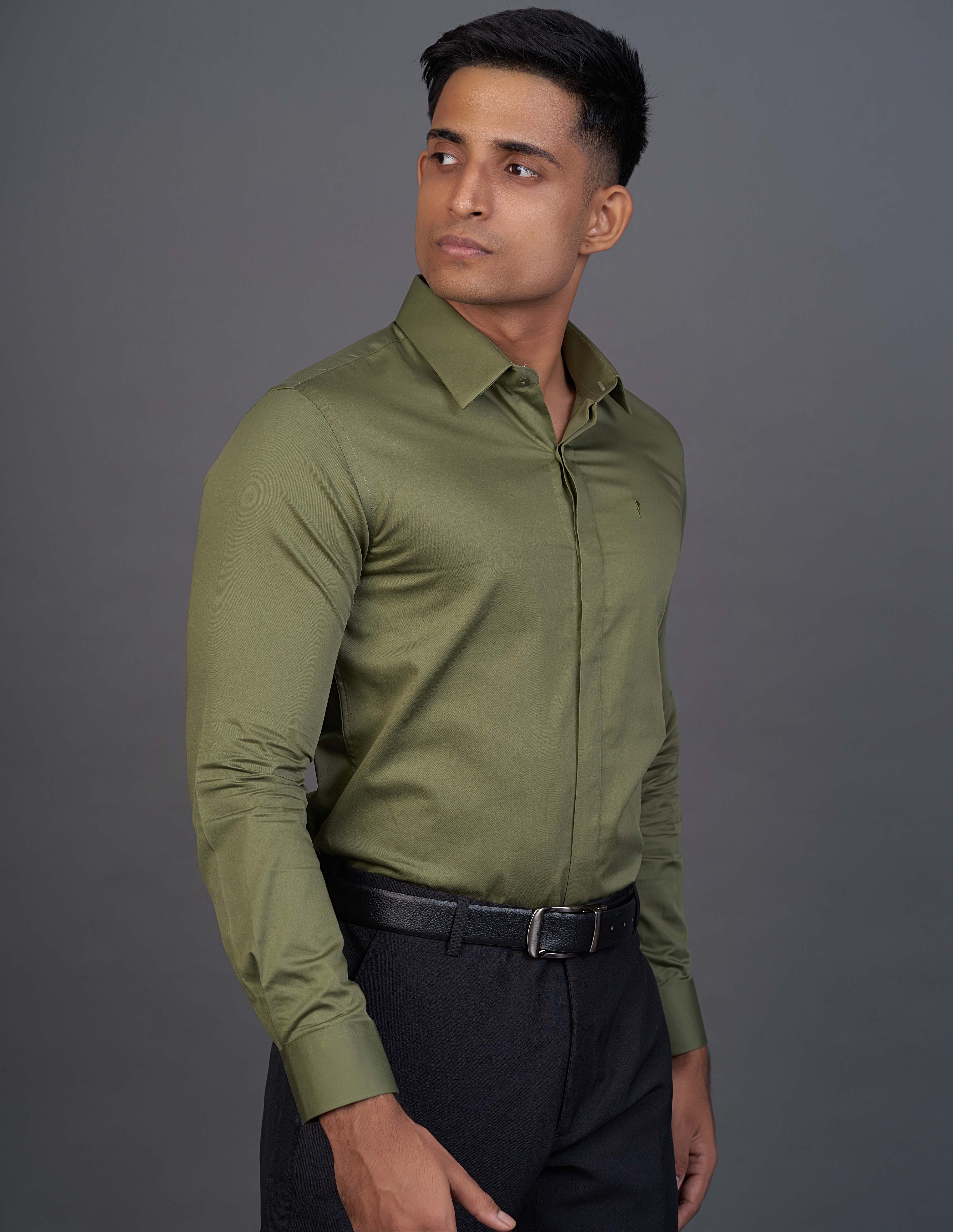 Emerald Fashion Plain Slim Fit-Moss