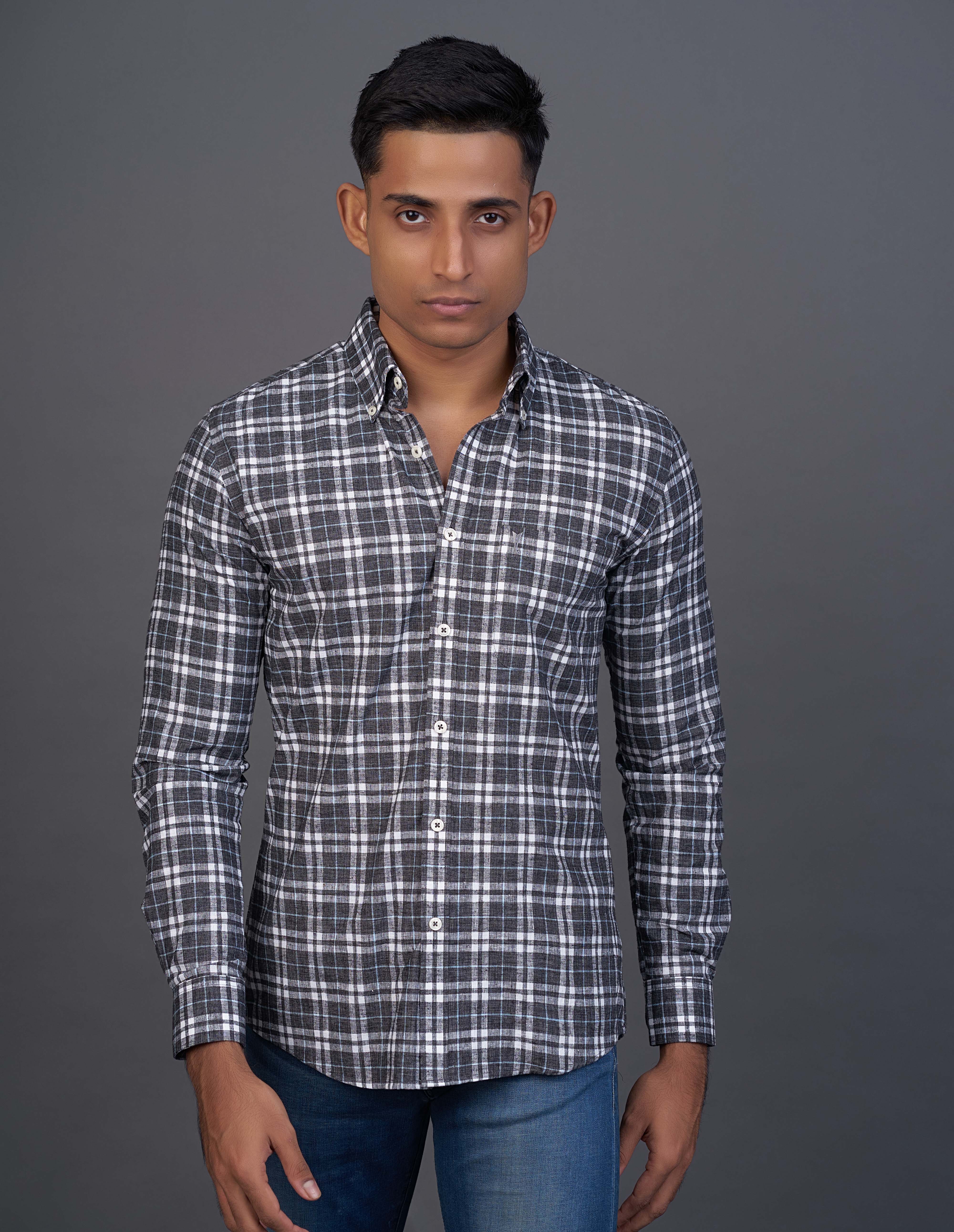 Emerald Active Checks Slim Fit-Licorice