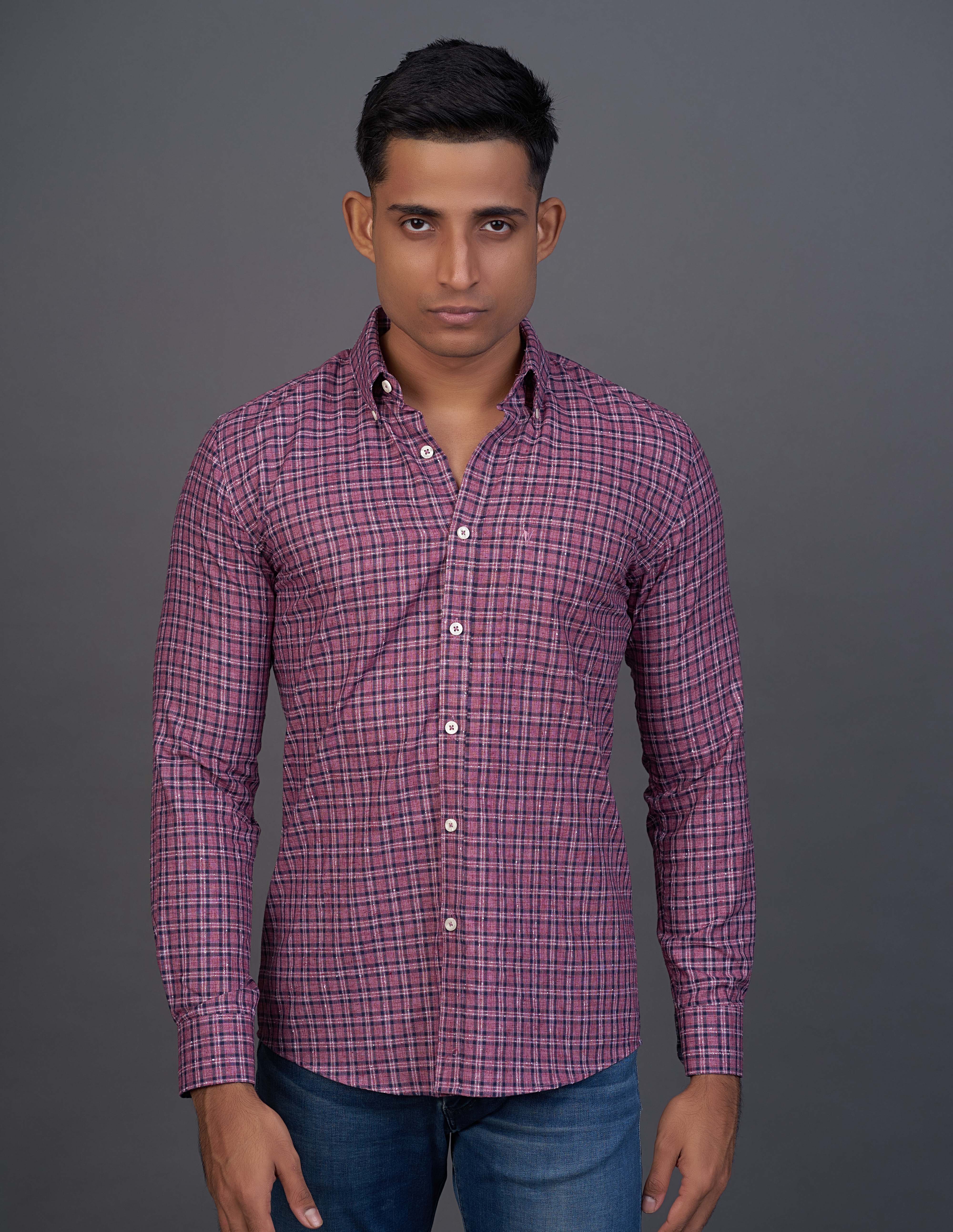 Emerald Active Checks Slim Fit-Wistful Mauve