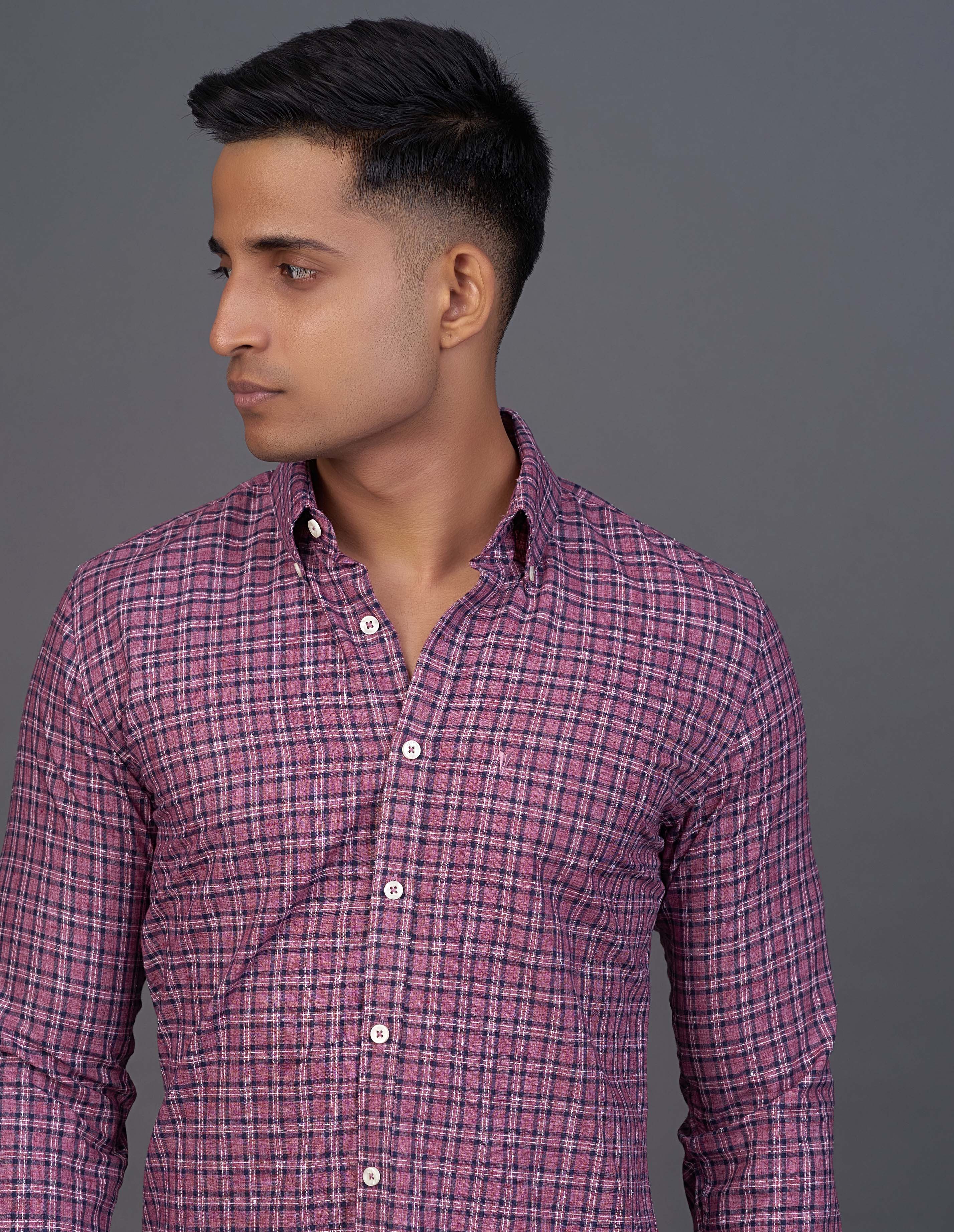 Emerald Active Checks Slim Fit-Wistful Mauve