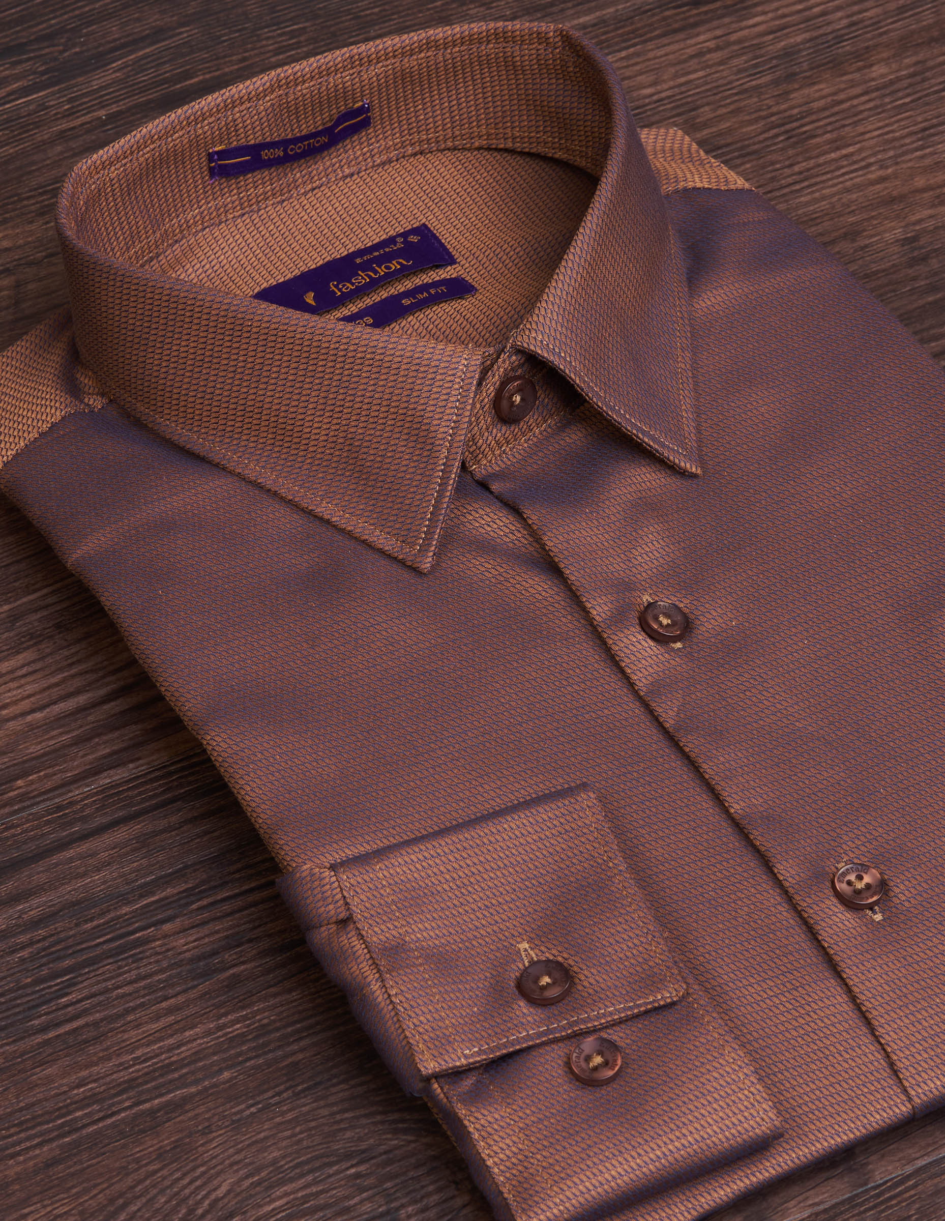 Emerald Fashion Dobby Slim Fit - Brown Sunburn