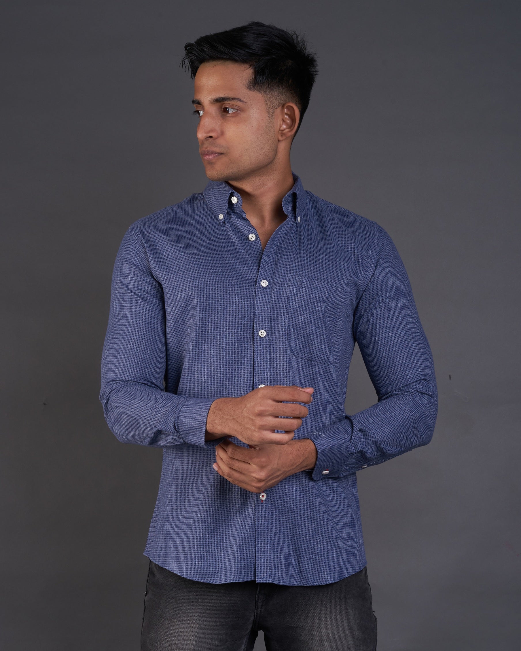 Emerald Active Dobby Slim Fit-Blue Estate