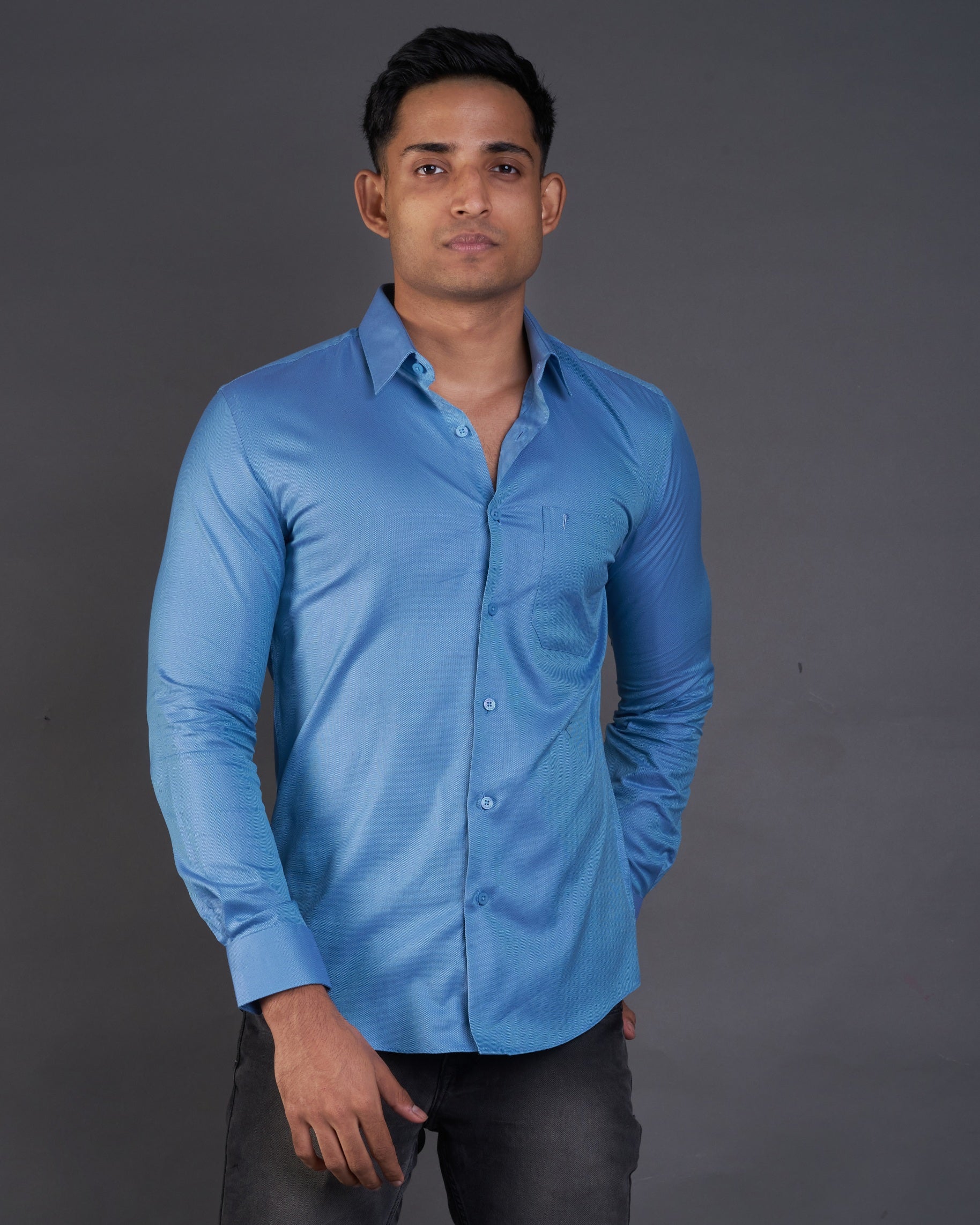 Emerald Fashion Oxford Slim Fit-Blue Mediterranian