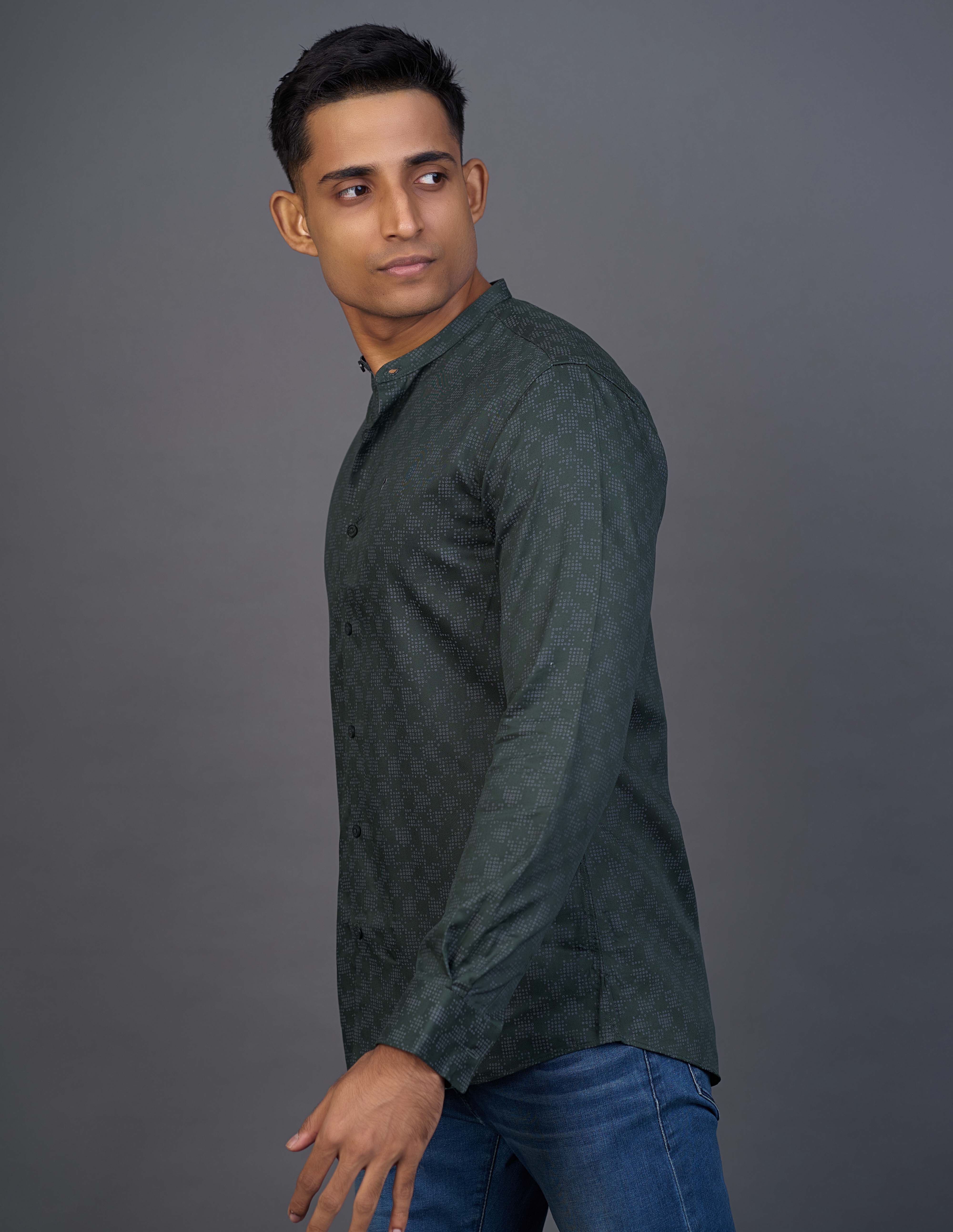 Emerald Fashion Printed Slim Fit-Opal Grey