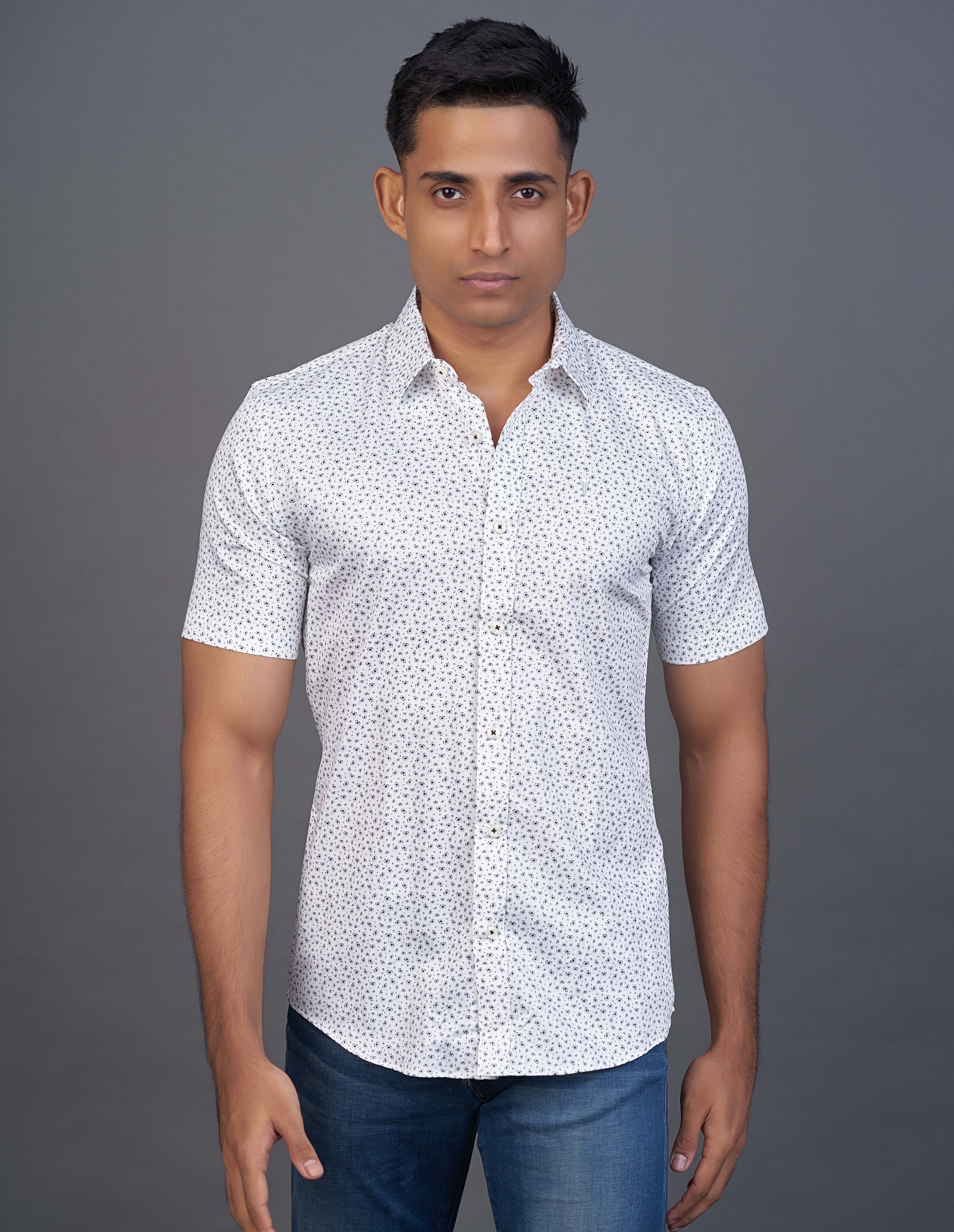 Emerald Active Printed Slim Fit-Blue Depths