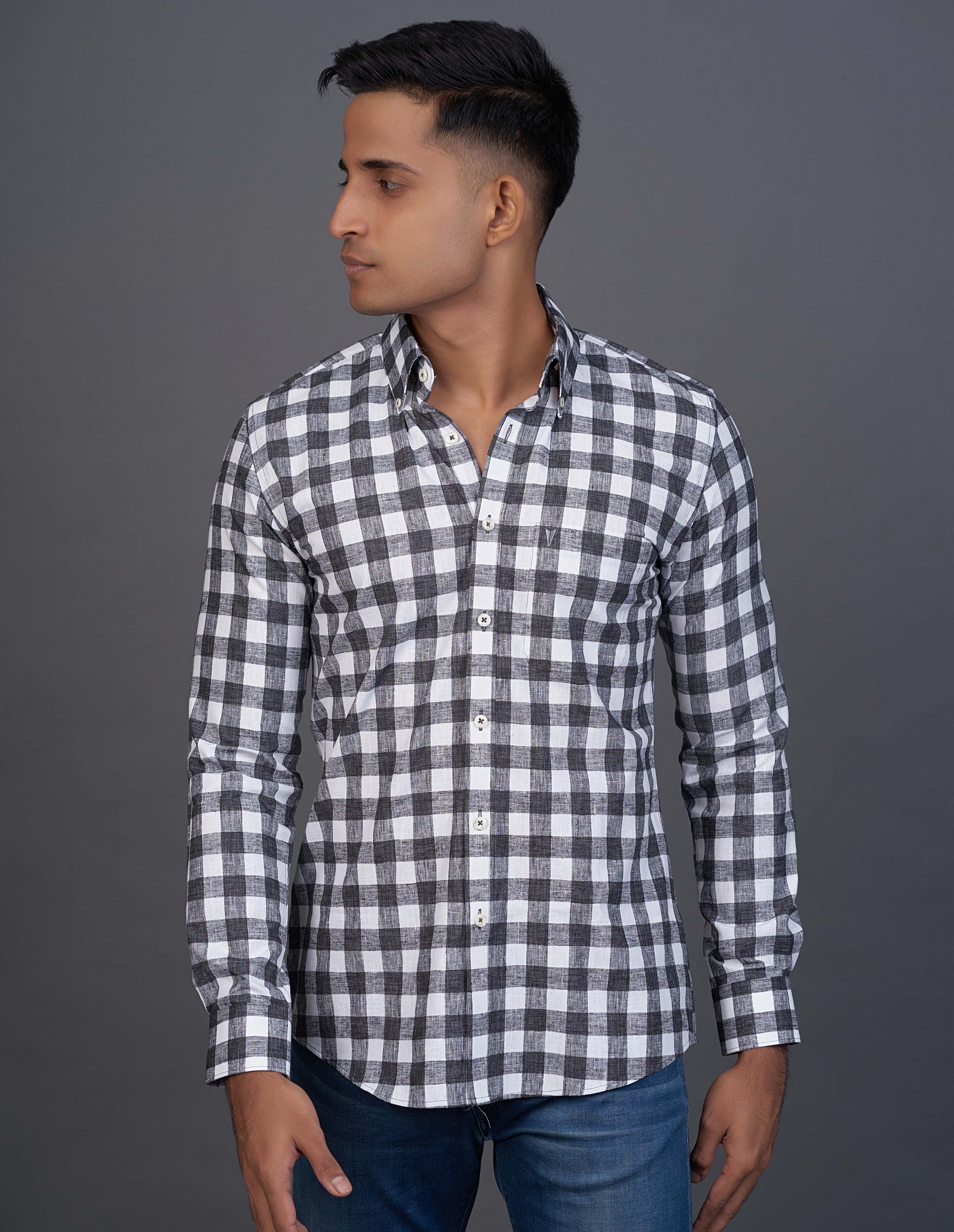 Emerald Active Checks Slim Fit-Jet Set