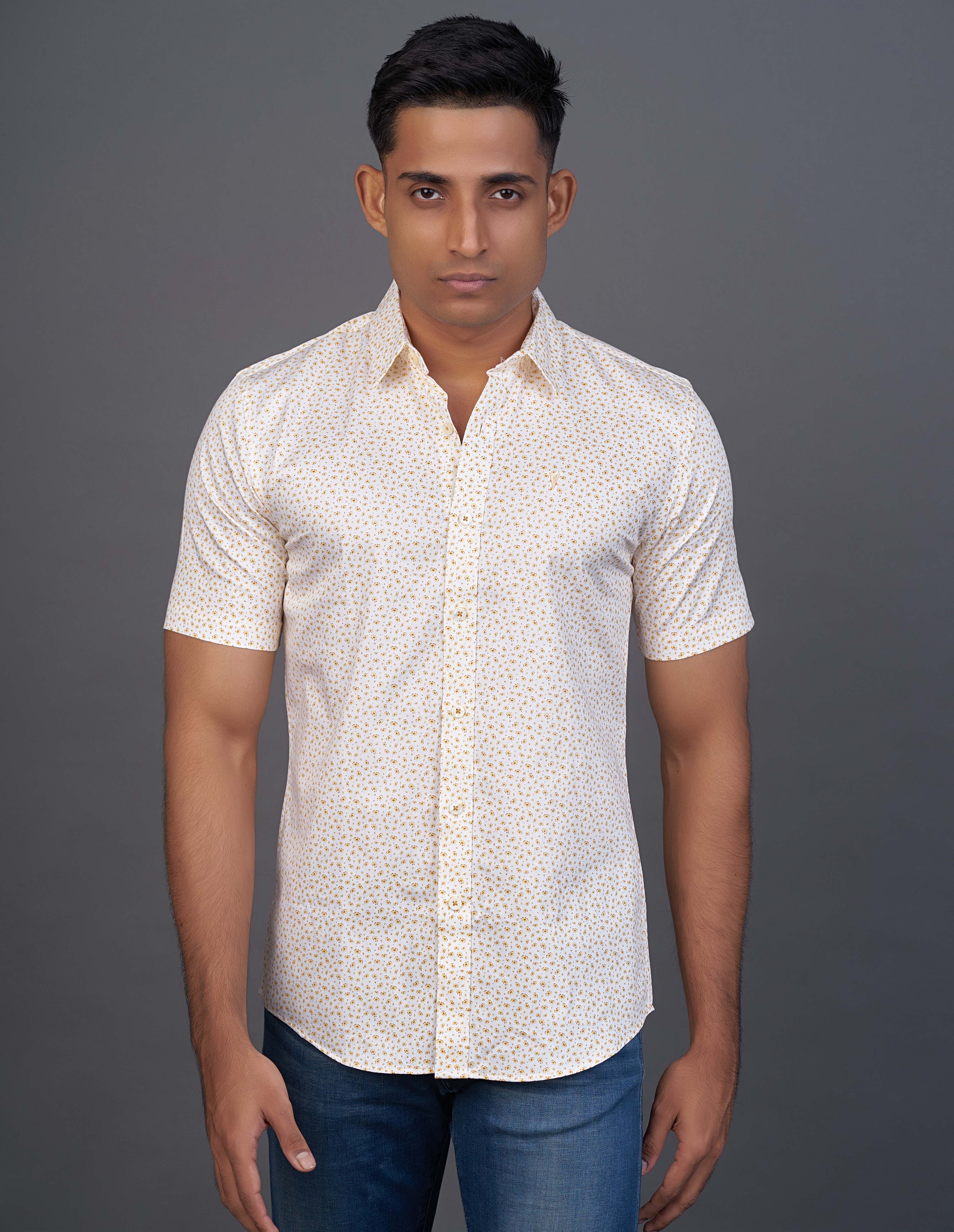 Emerald Active Printed Slim Fit-Yellow