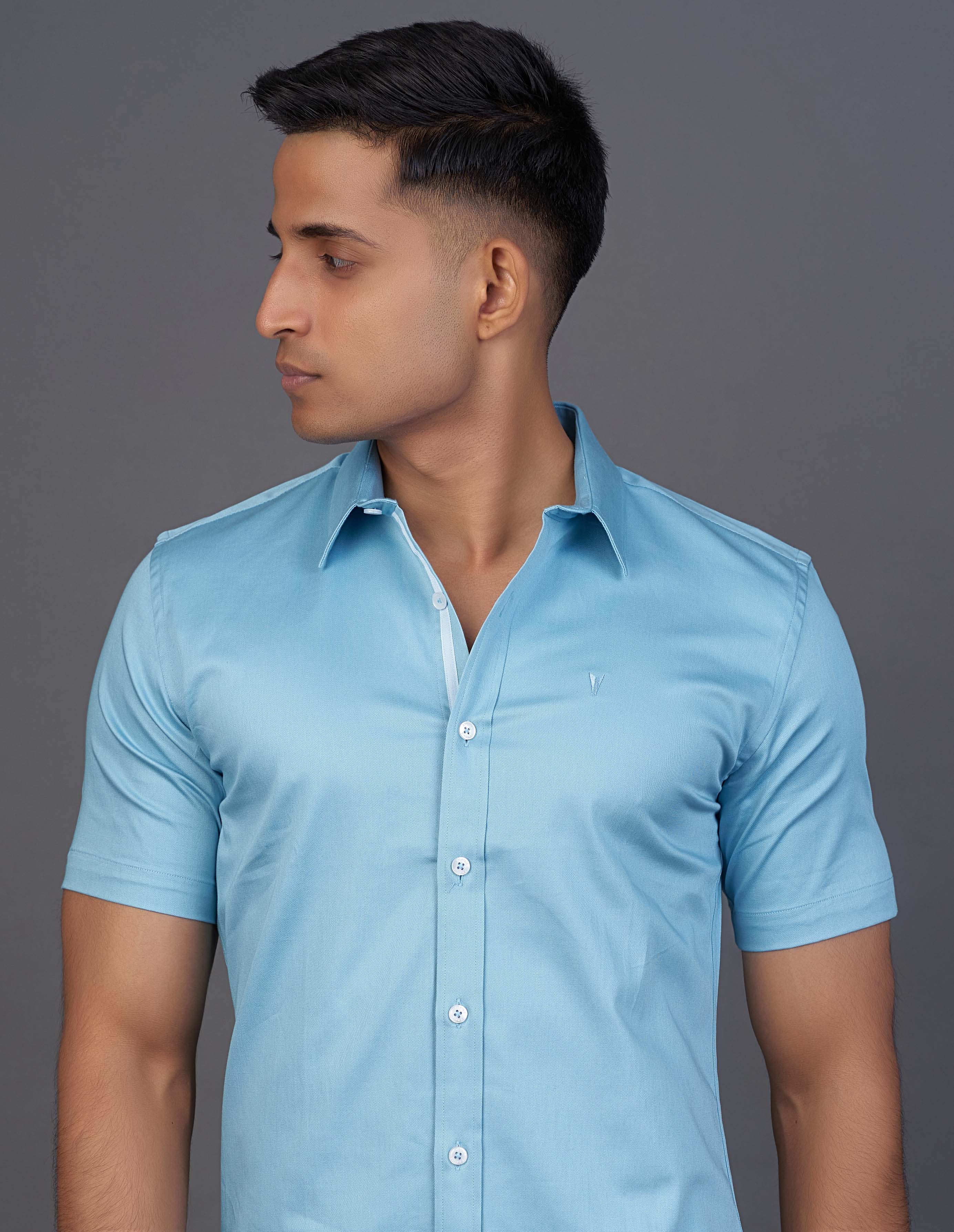 Emerald Active Plain Slim Fit-Blue Mist