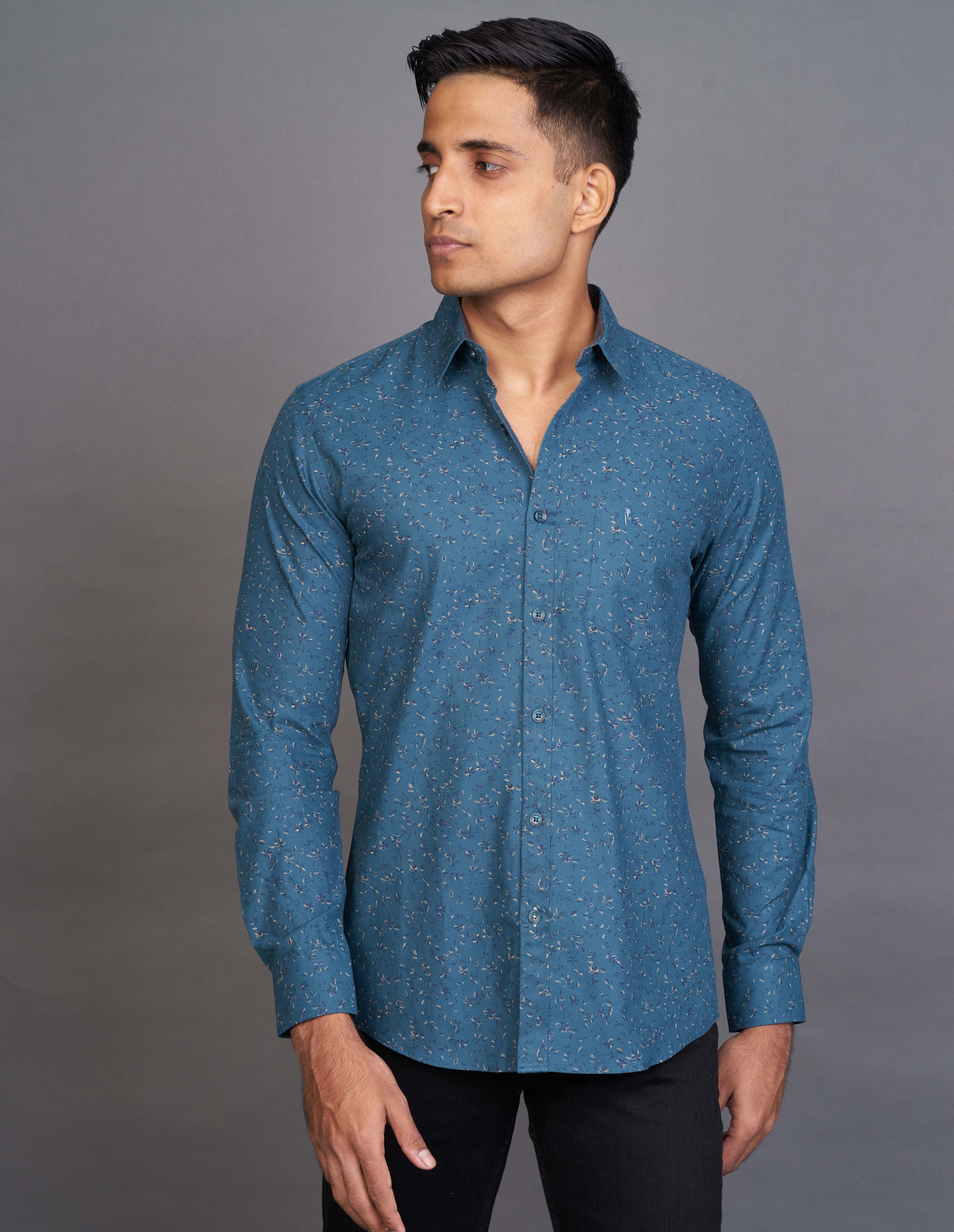 Emerald Fashion Printed Slim Fit - Blue Colonial