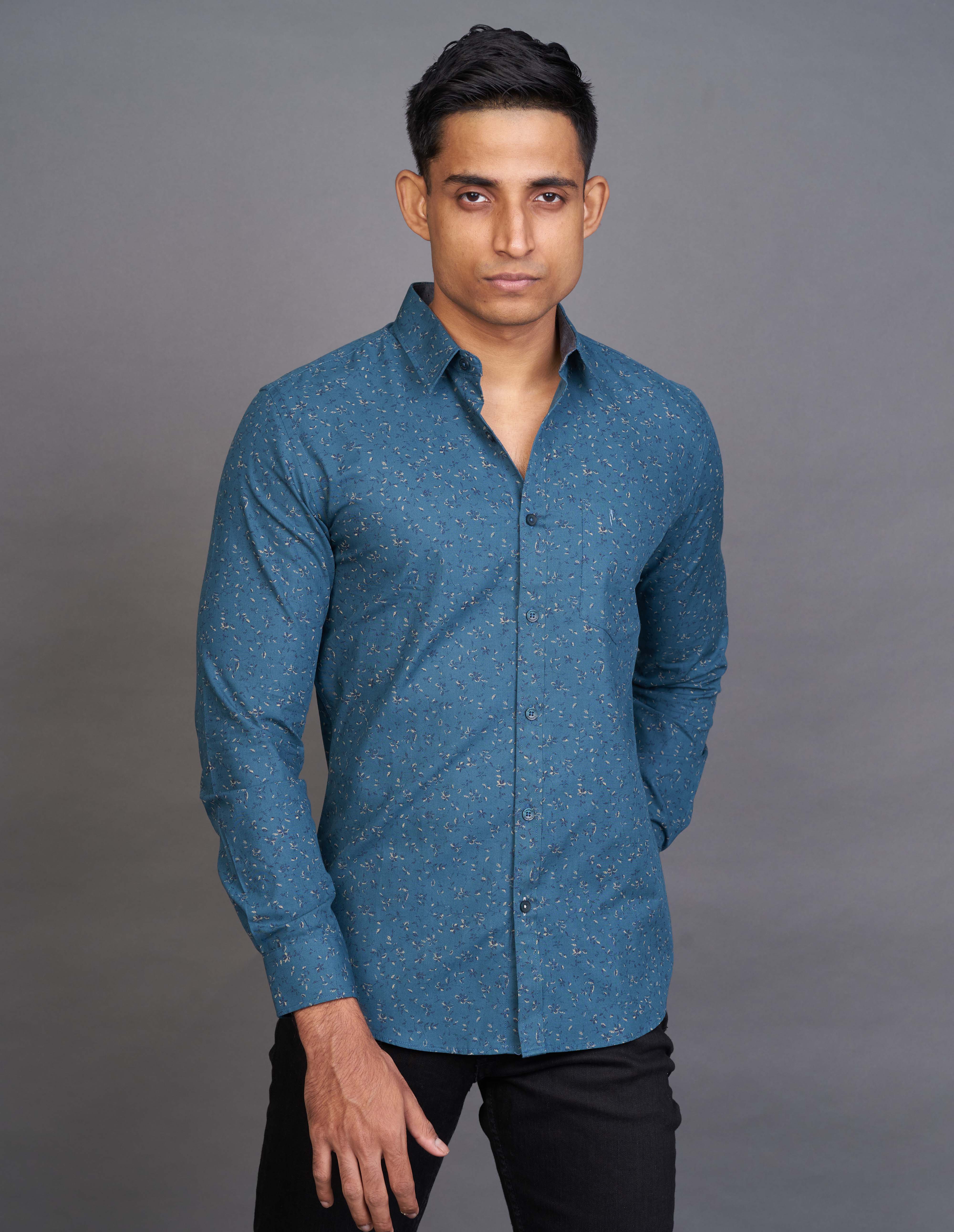Emerald Fashion Printed Slim Fit - Blue Colonial