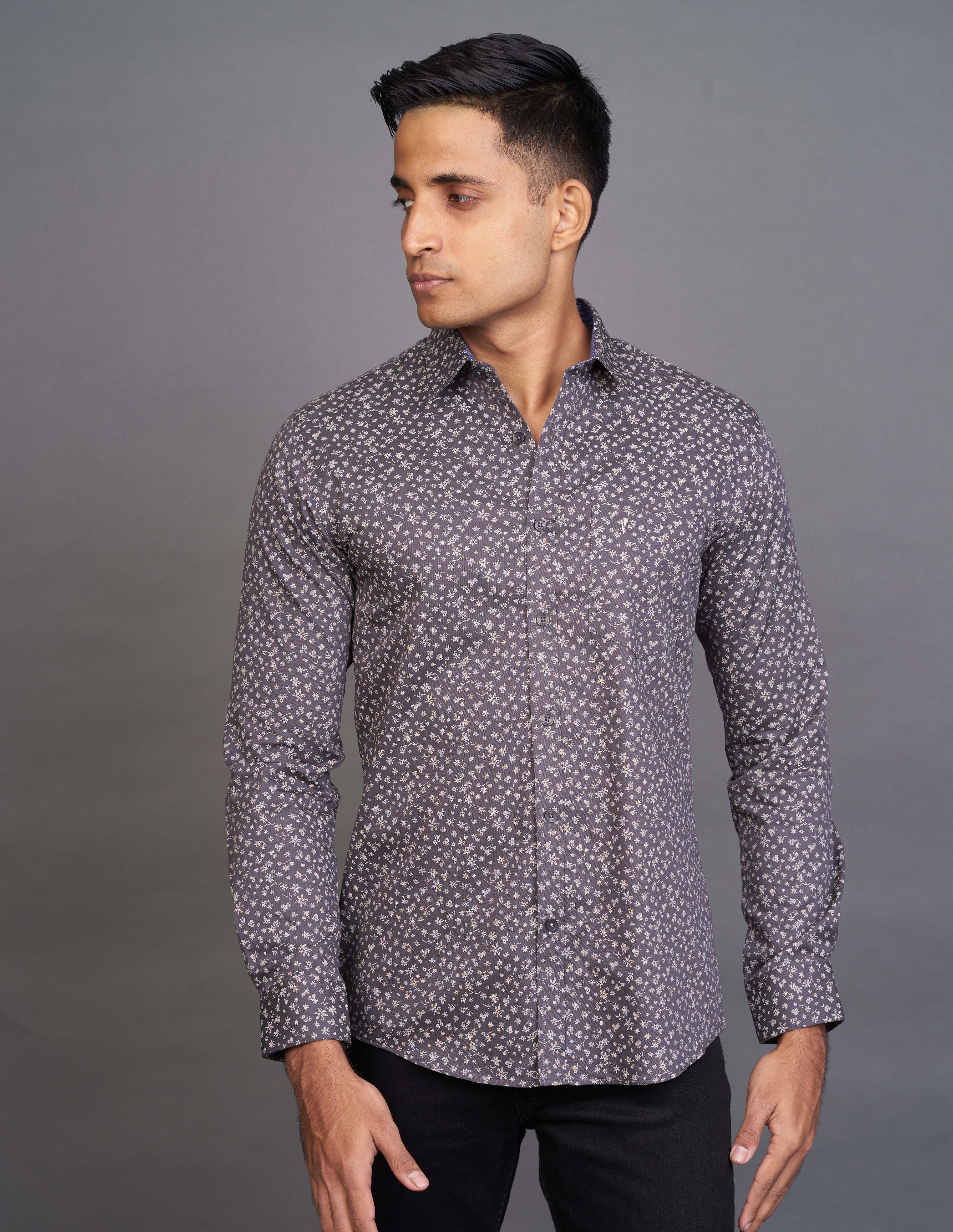 Emerald Fashion Printed Slim Fit - Steel Grey