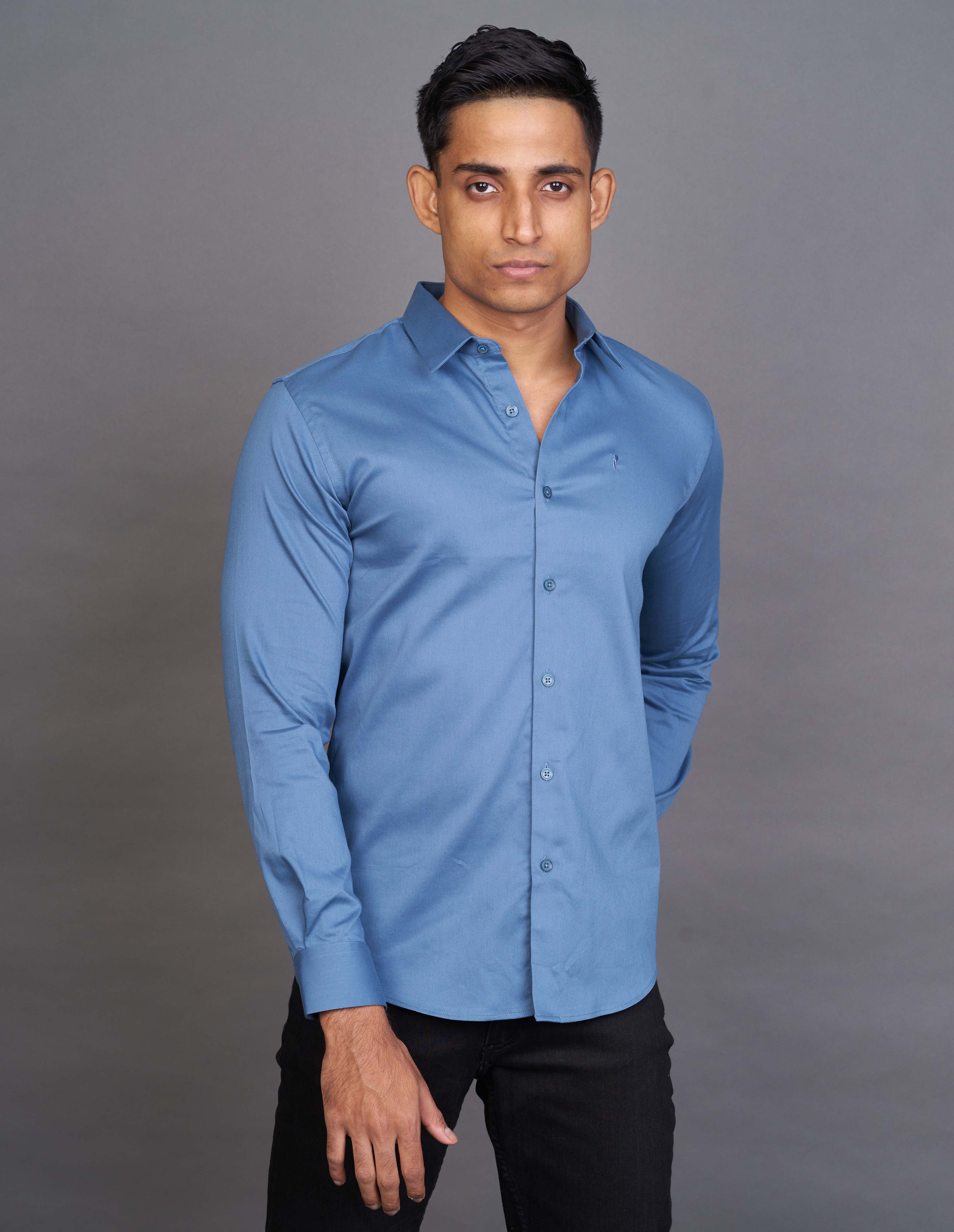 Emerald Fashion Plain Slim Fit - Blue Parisian