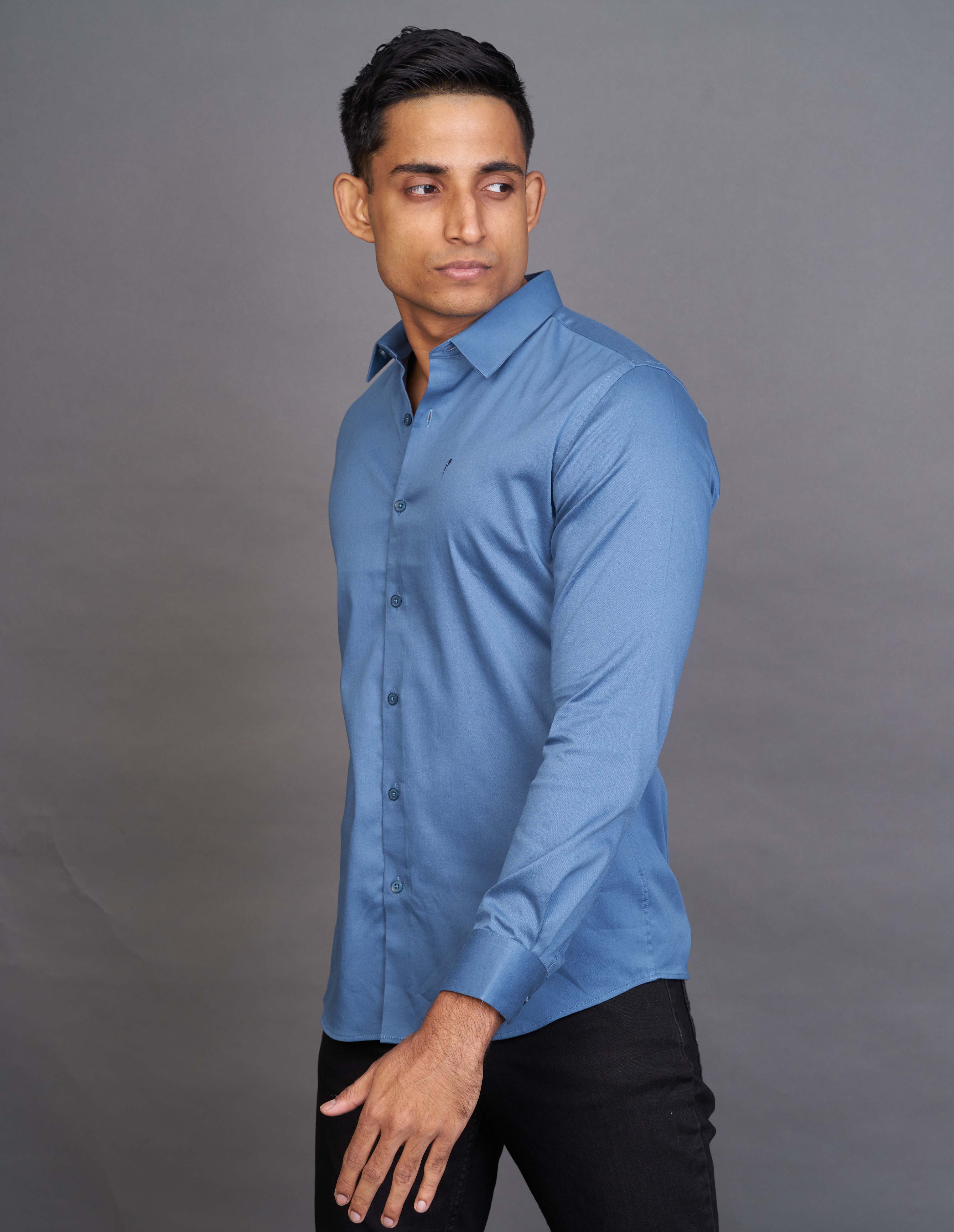 Emerald Fashion Plain Slim Fit - Blue Parisian