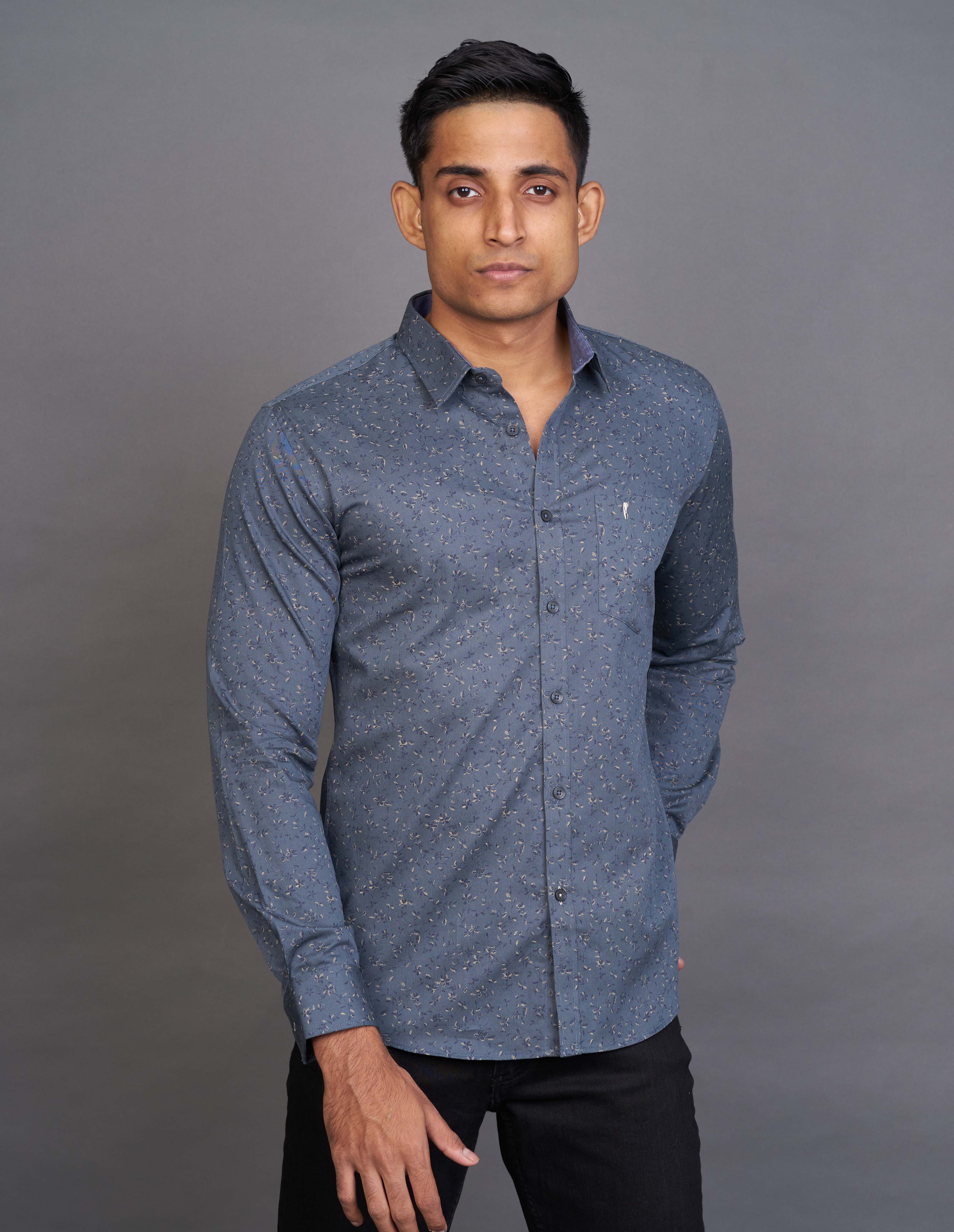 Emerald Fashion Printed Slim Fit - Charcoal