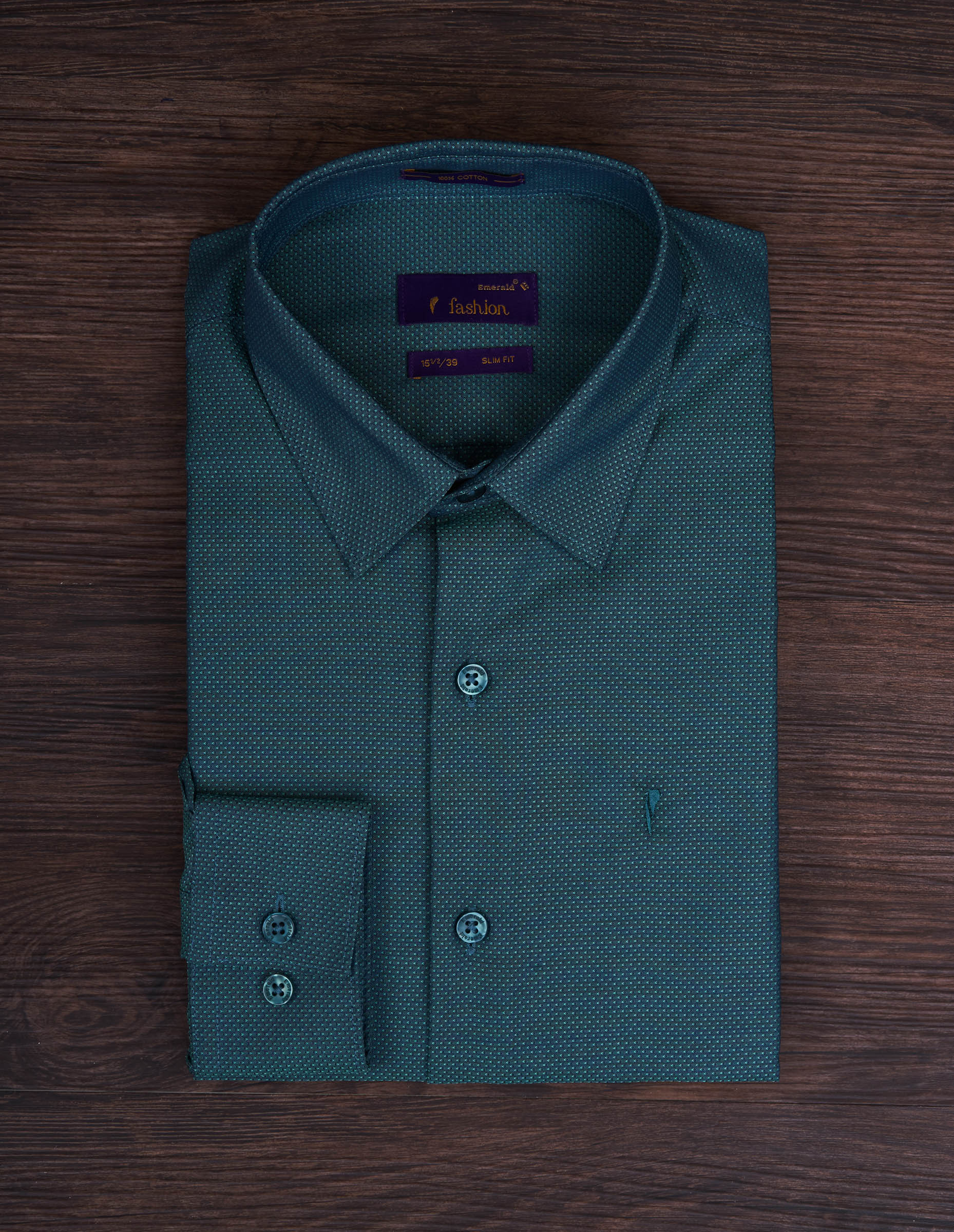 Emerald Fashion Dobby Slim Fit - Green Ultramarine