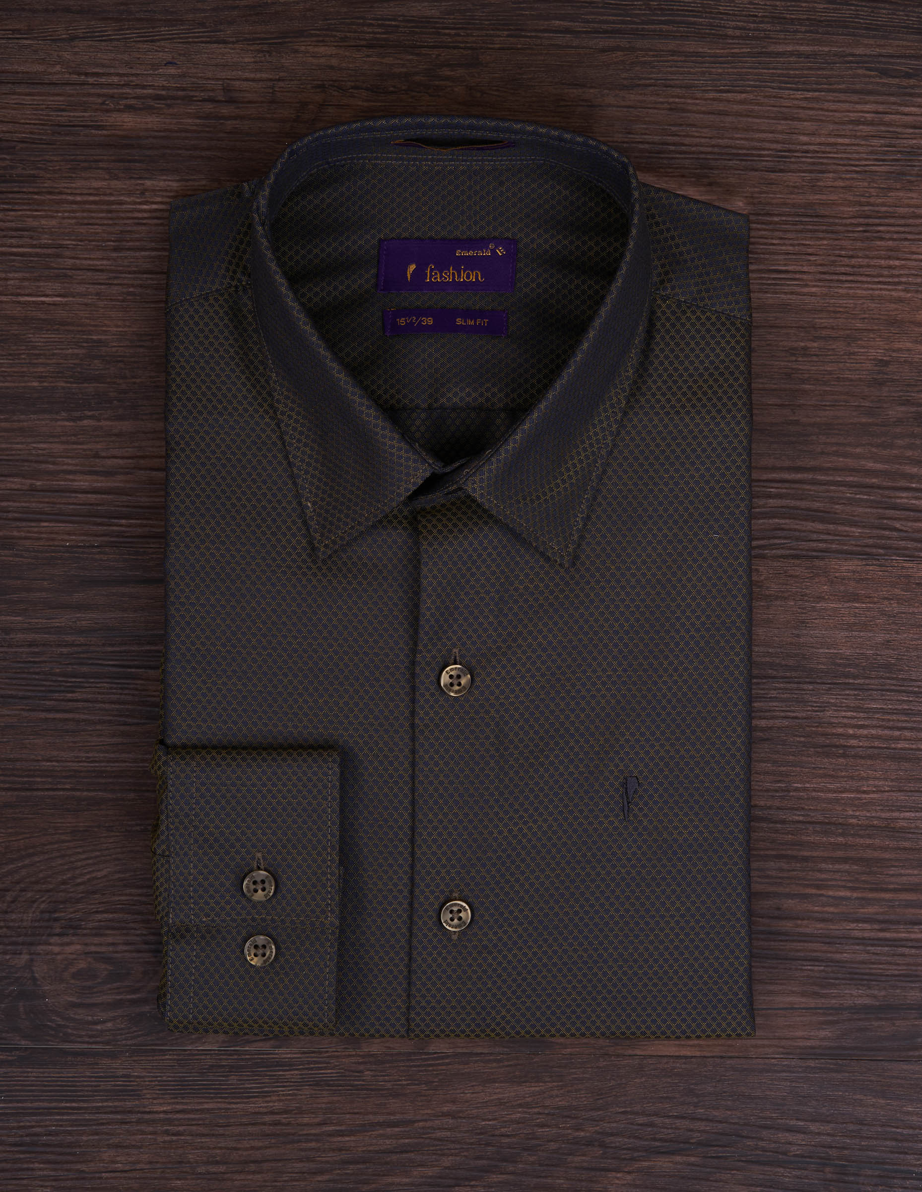 Emerald Fashion Dobby Slim Fit - Green Woodbine