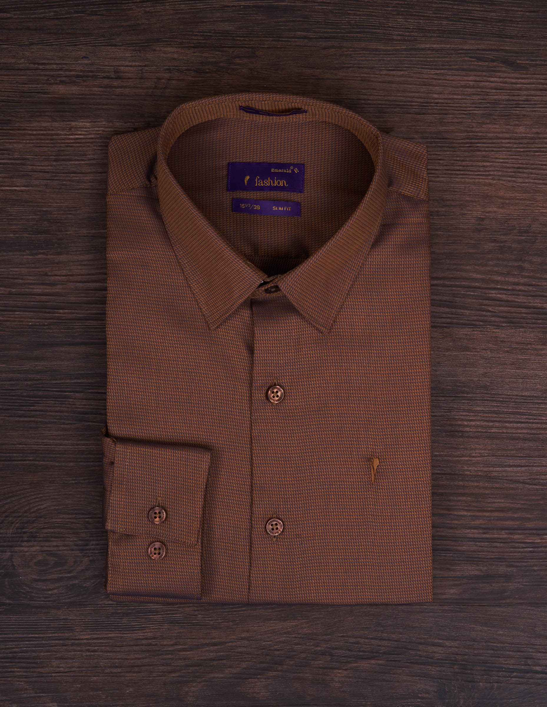 Emerald Fashion Dobby Slim Fit - Brown Sunburn