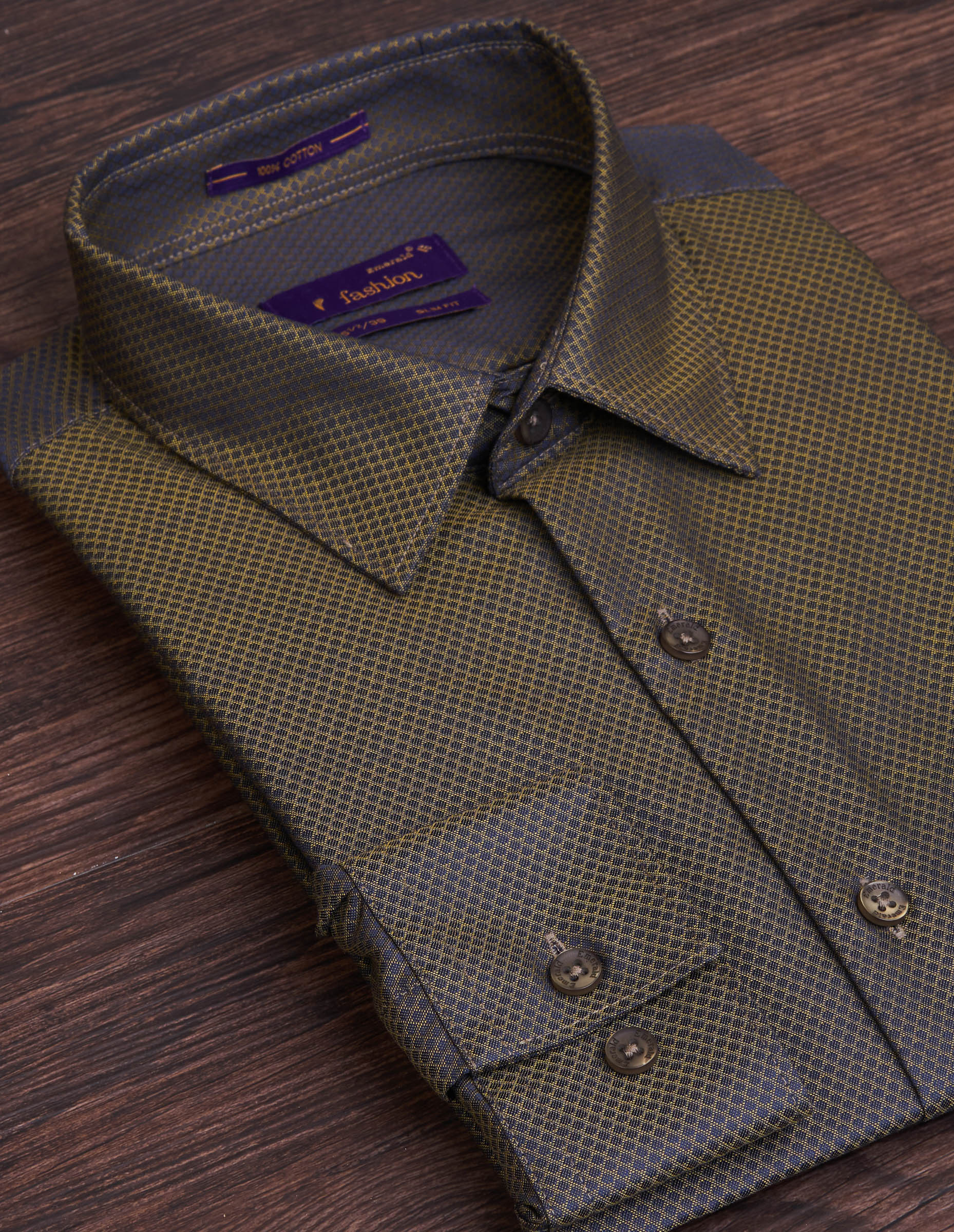 Emerald Fashion Dobby Slim Fit - Green Woodbine