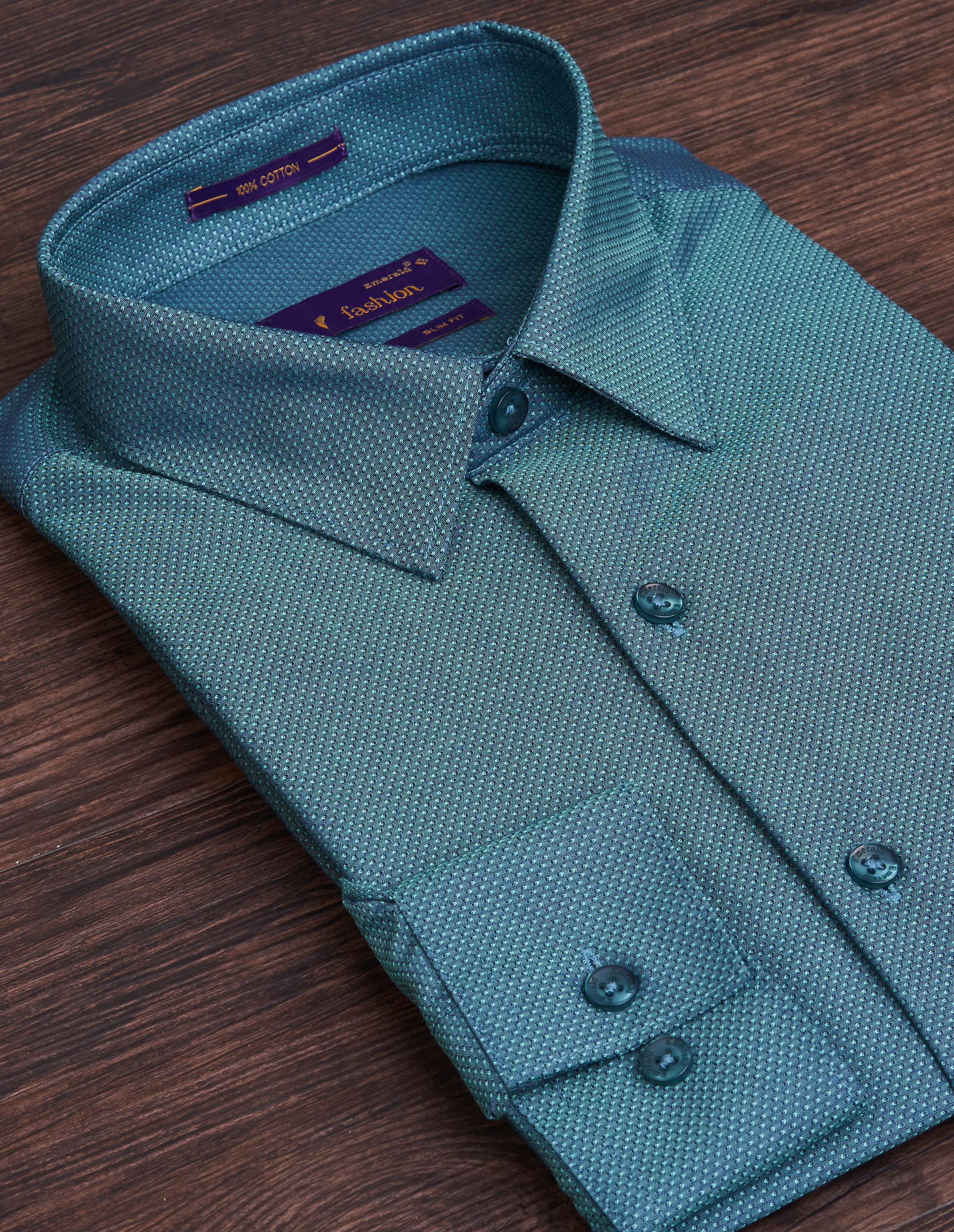 Emerald Fashion Dobby Slim Fit - Green Ultramarine