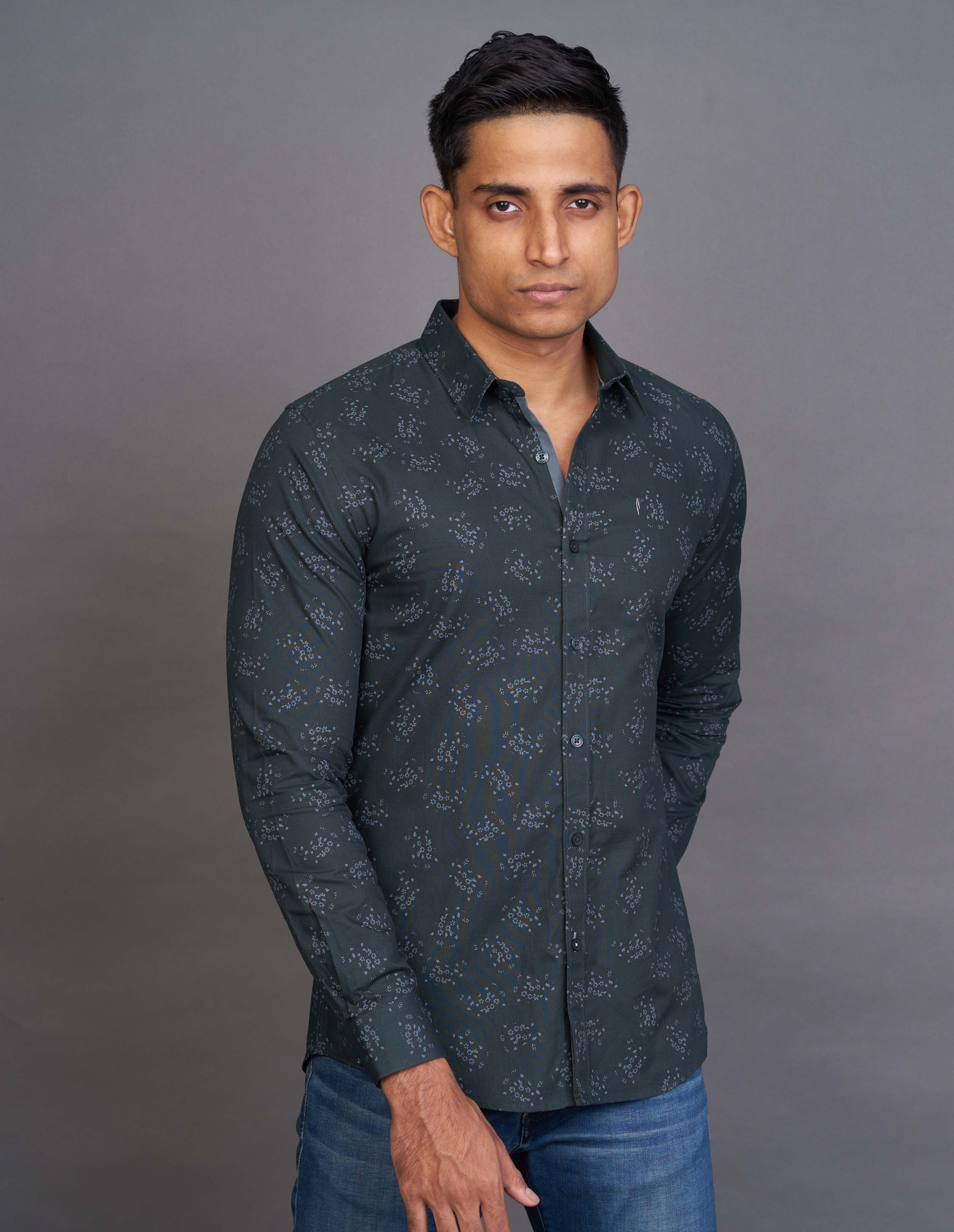 Emerald Fashion Printed Slim Fit - Green Pineneedle