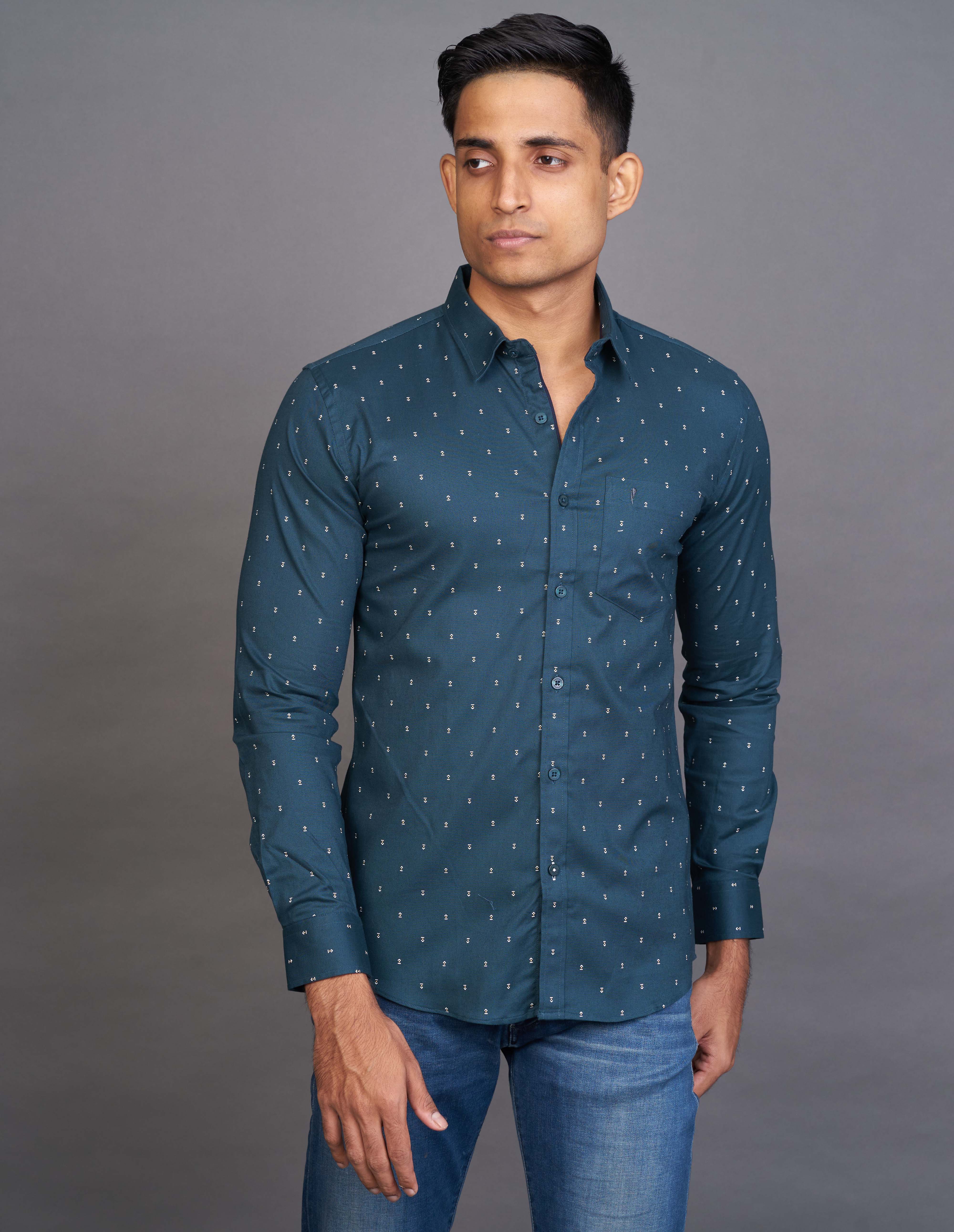 Emerald Fashion Printed Slim Fit - Deep Teal