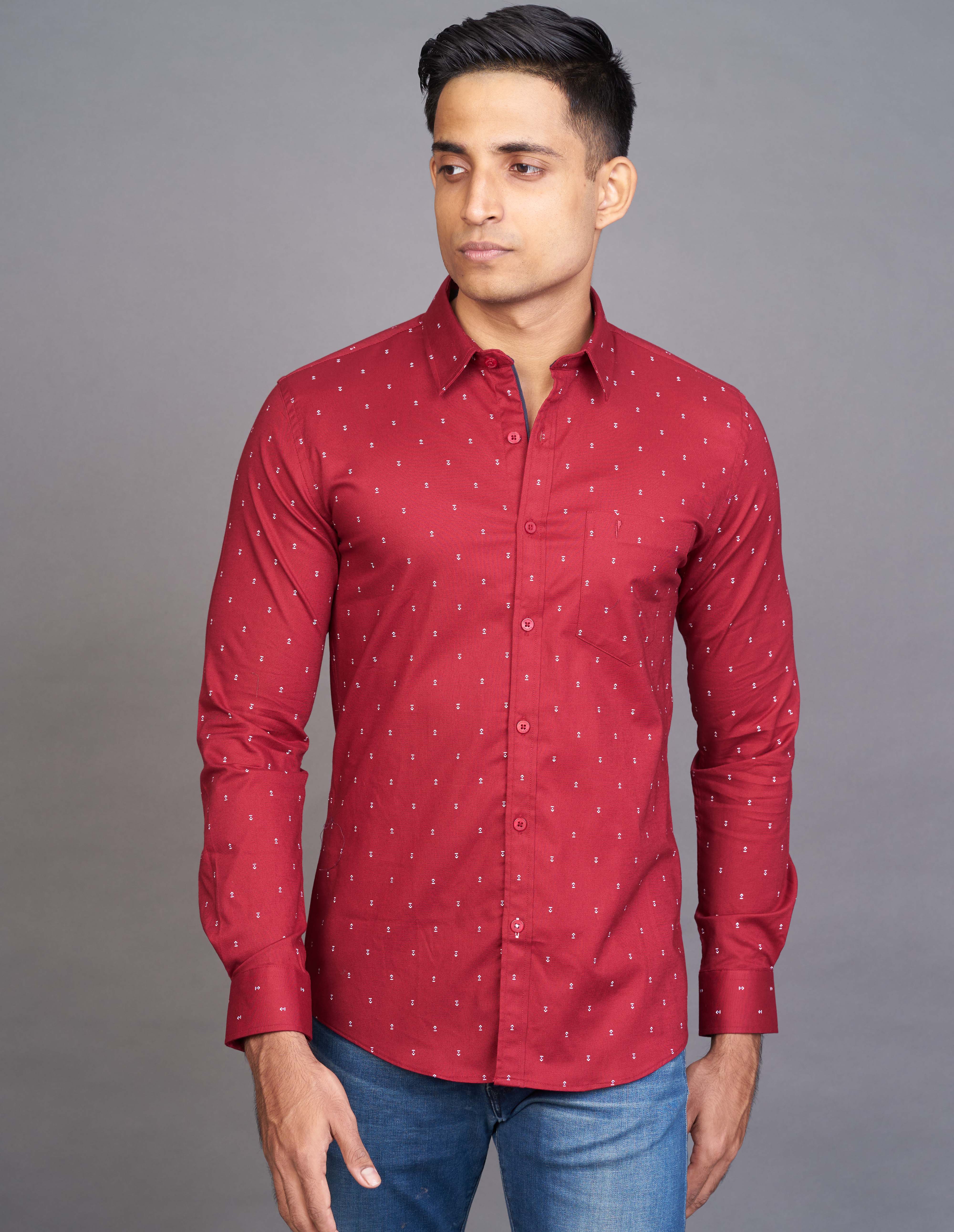 Emerald Fashion Printed Slim Fit - Biking Red